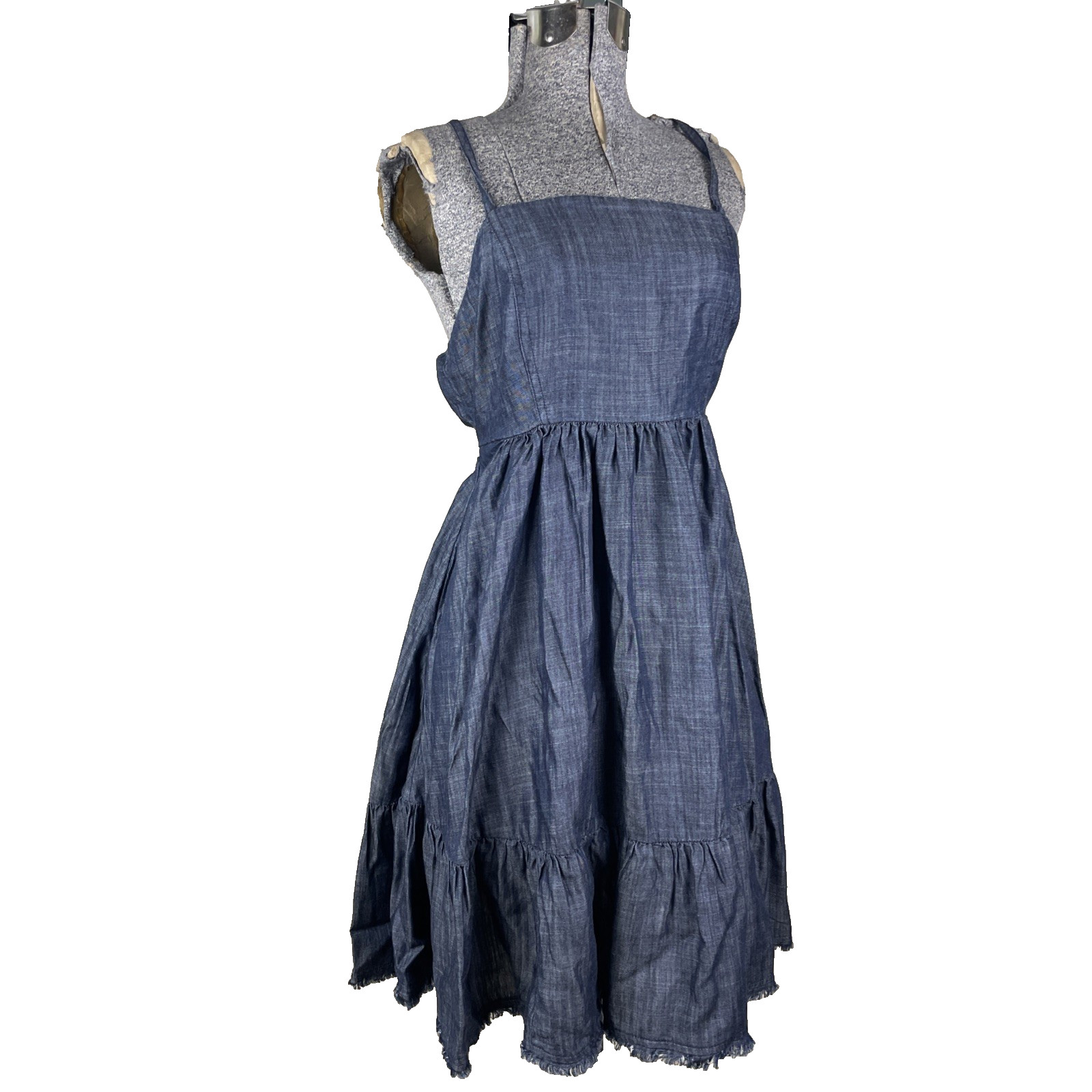 Ariat Chambray Sun Dress Size Medium Tie Open Back Indigo Calico