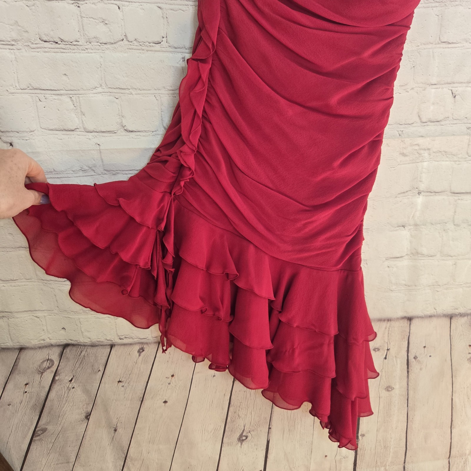 Y2k Express 100% Asymmetrical ruffle hem mini dress one shoulder Fairy Siren