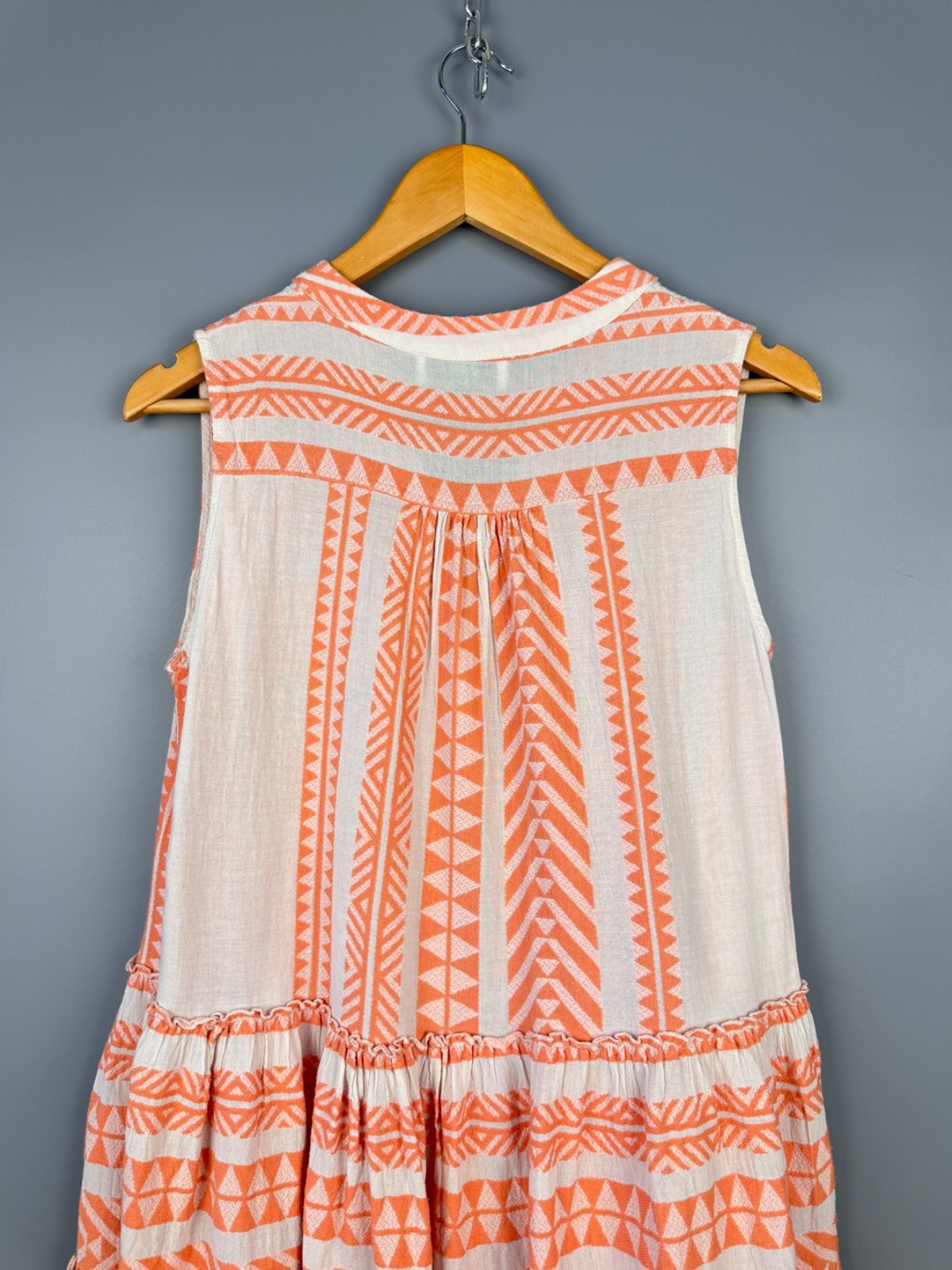 Devotion Twins Ella Mini Dress Sleeveless Salmon Orange White Geometric Women XS