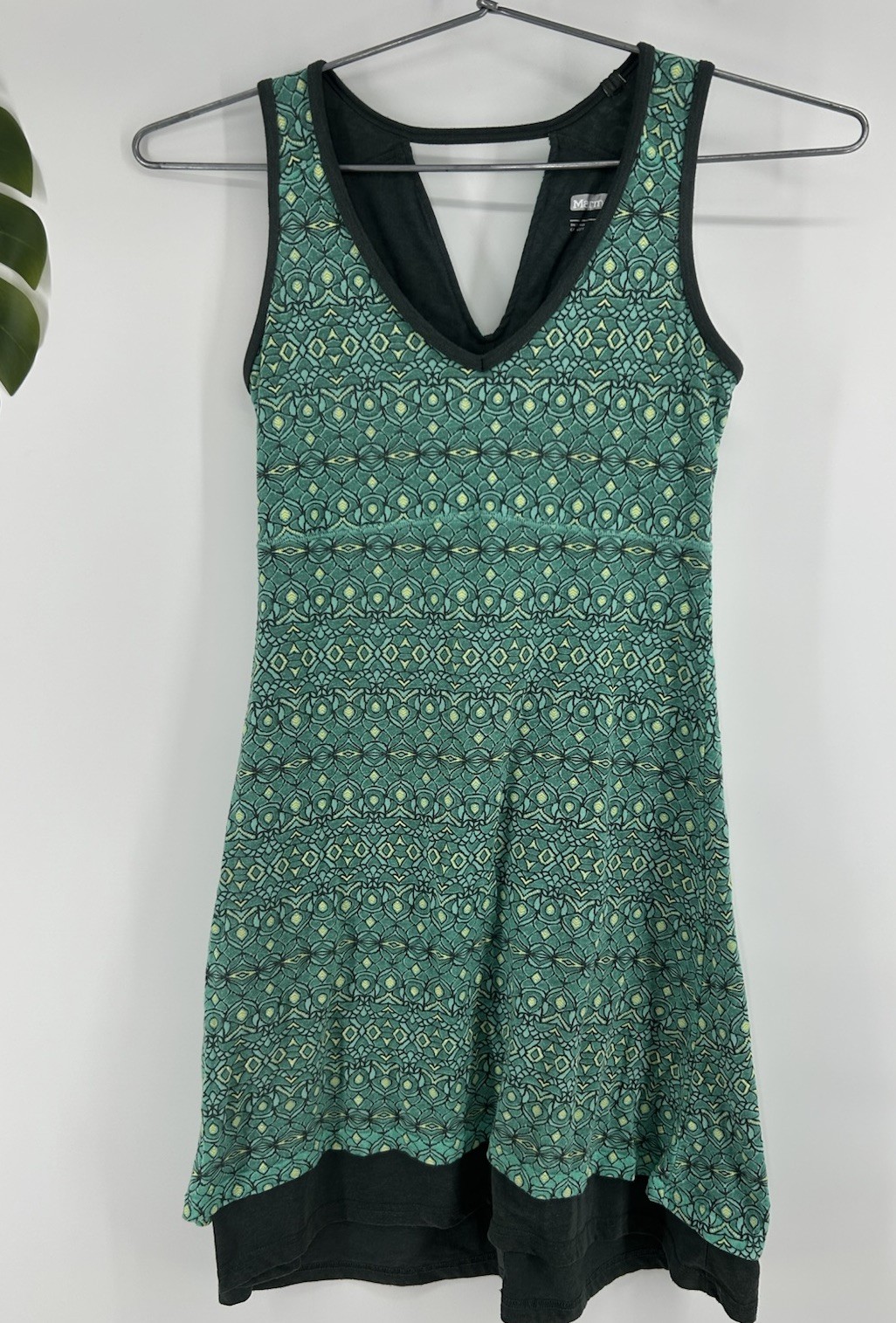 Marmot Tank Dress Womens Small Green Geometric Knit Sundress Casual Travel