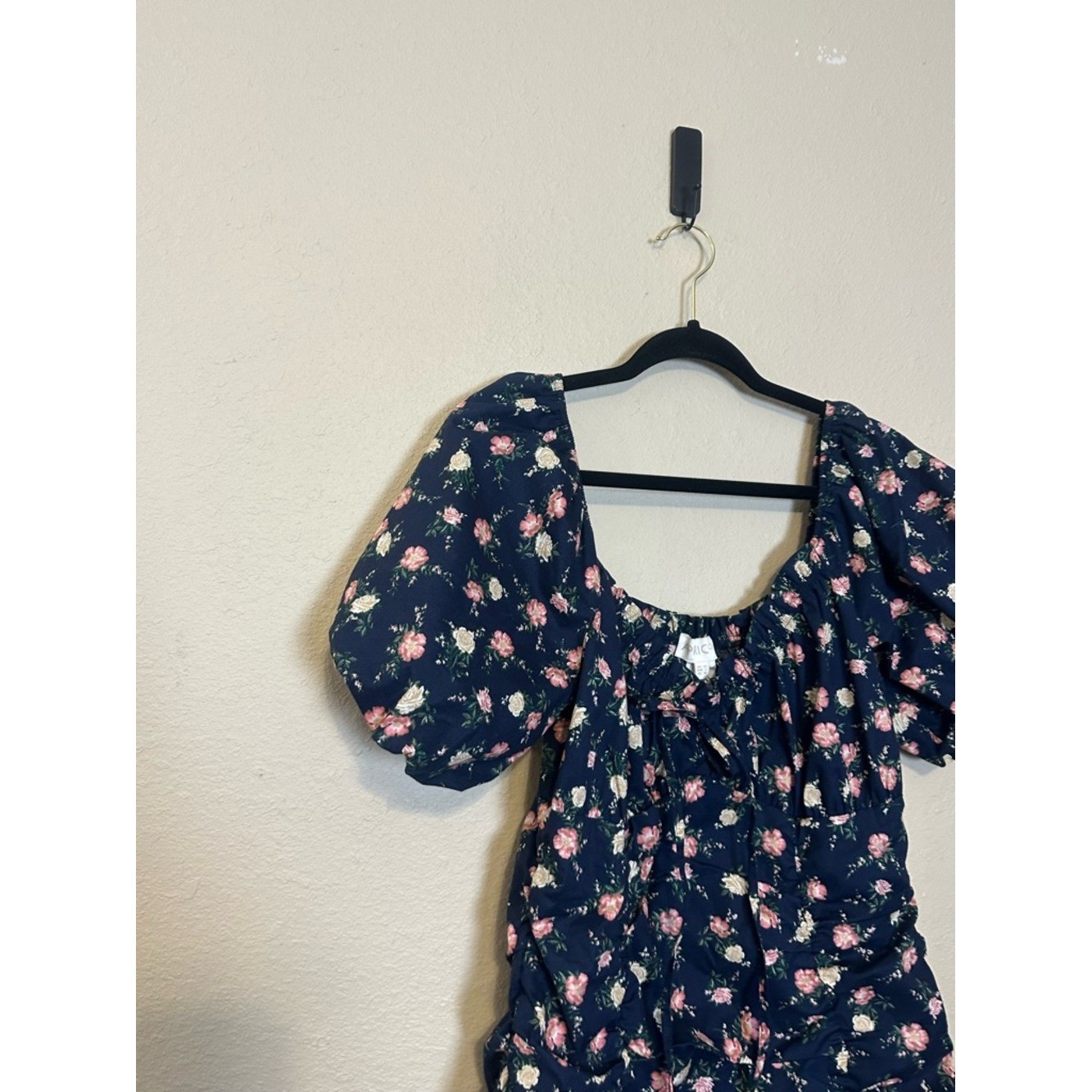 Apricot Milkmaid Dress Cottagecore Smocked Floral Mini Dress Size Large NWT
