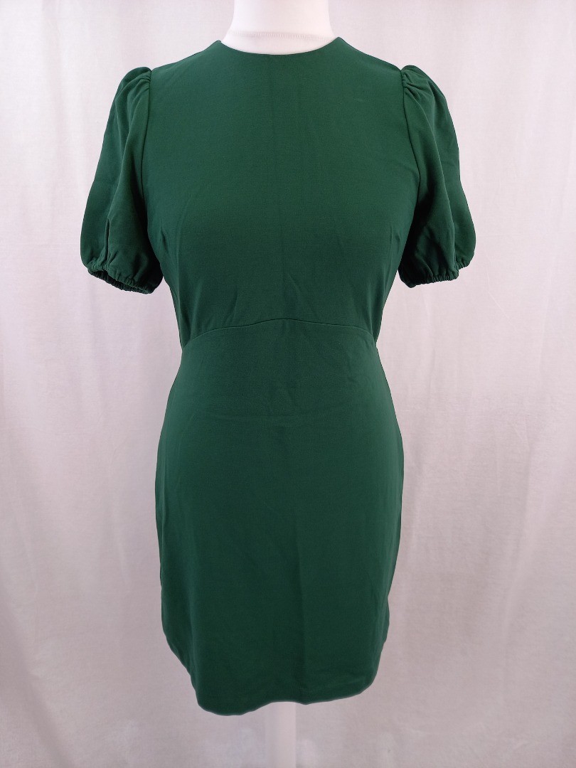 Boden Dress Green Knee Length Cut out in Back Button Up Stretchy Size 12R BNWT