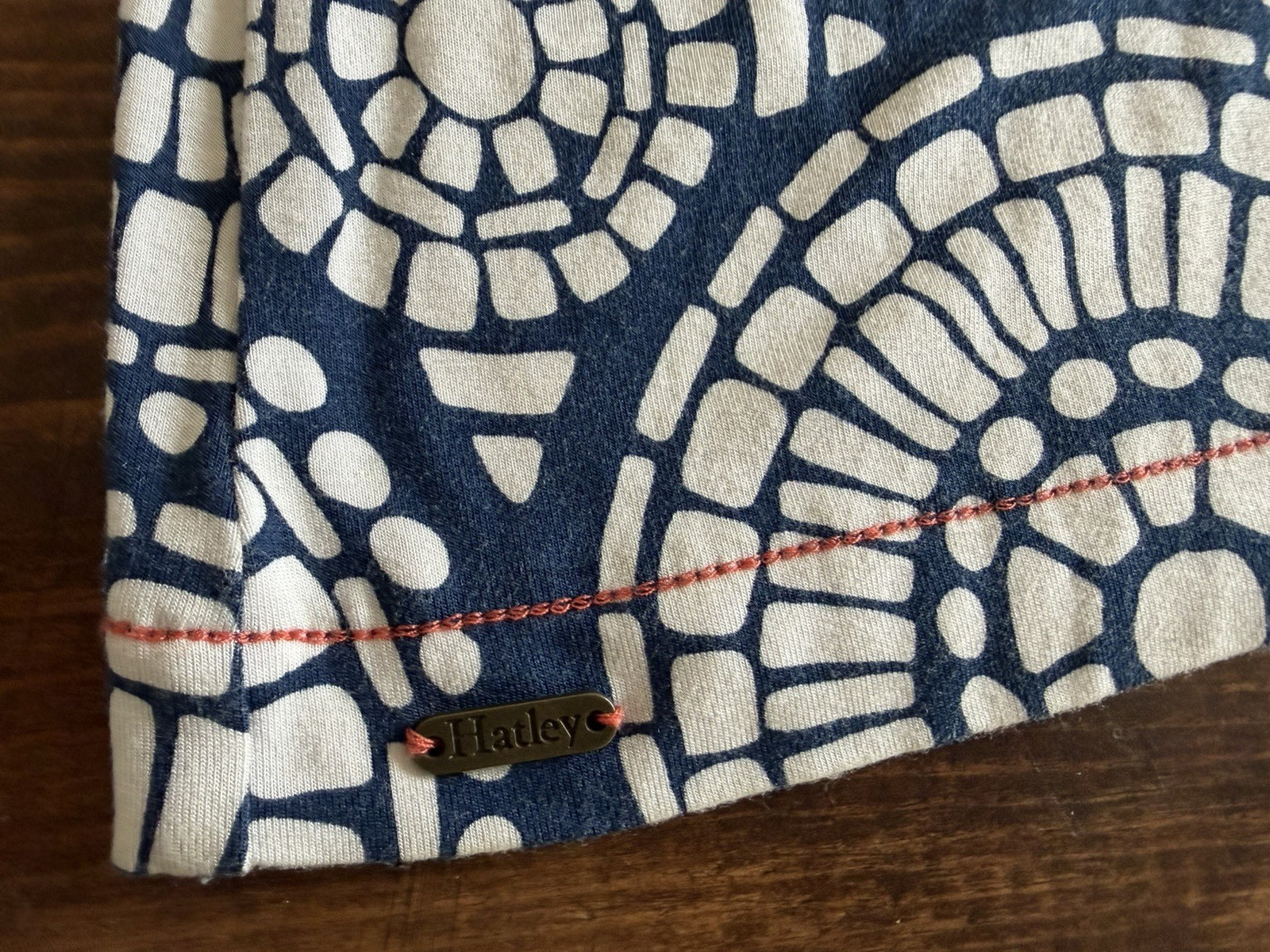 Hatley Medallion Print Shift Dress Sz XS, Blue, Cotton, 3/4 Sleeves, Split Neck