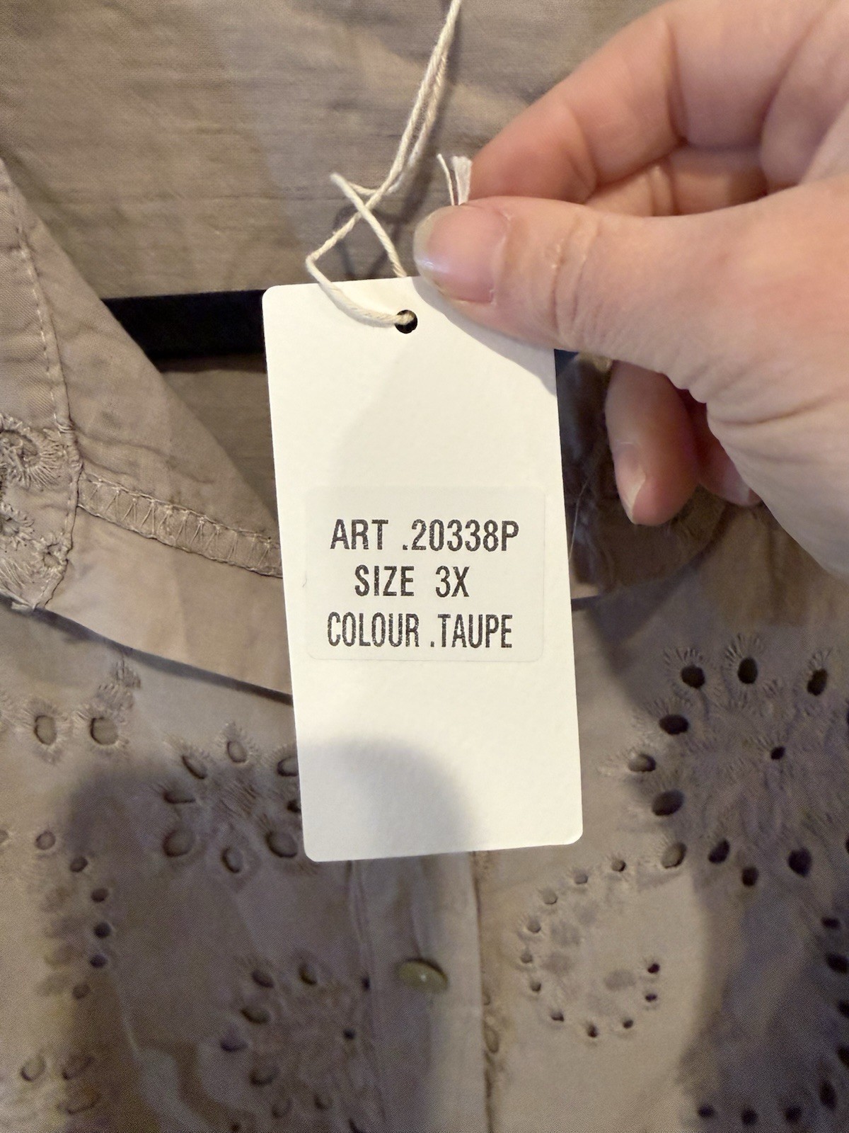 Valentina Naldi Italian Eyelet 100% Cotton Sleeveless Midi Dress Taupe Sz 3X