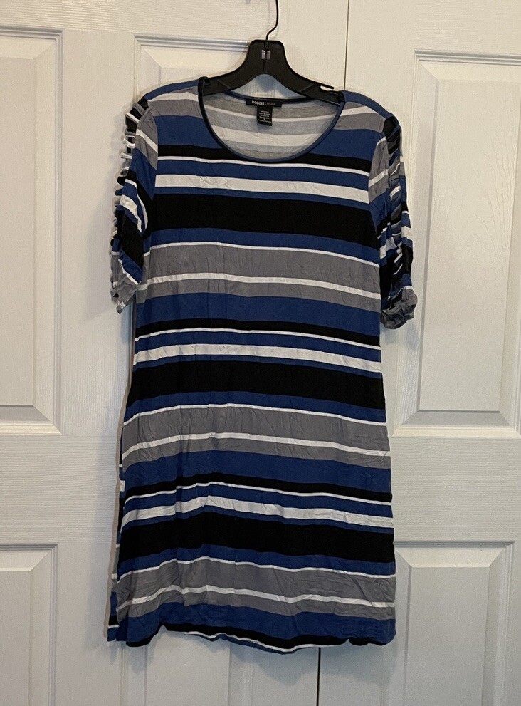 Robert Louis size small dress striped Blue White Black