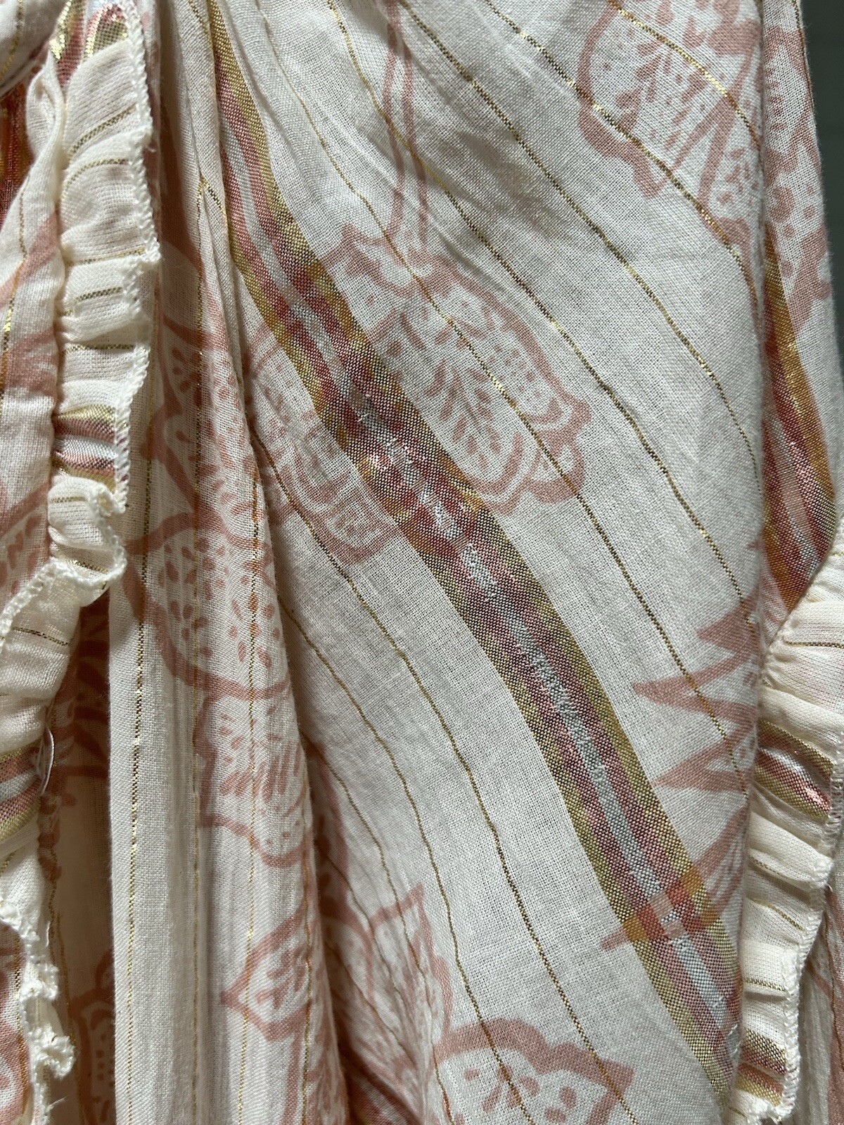 Miss June Paris Cotton Boho Chic Maxi Rose Gold Silver Lame O/S New With Tags