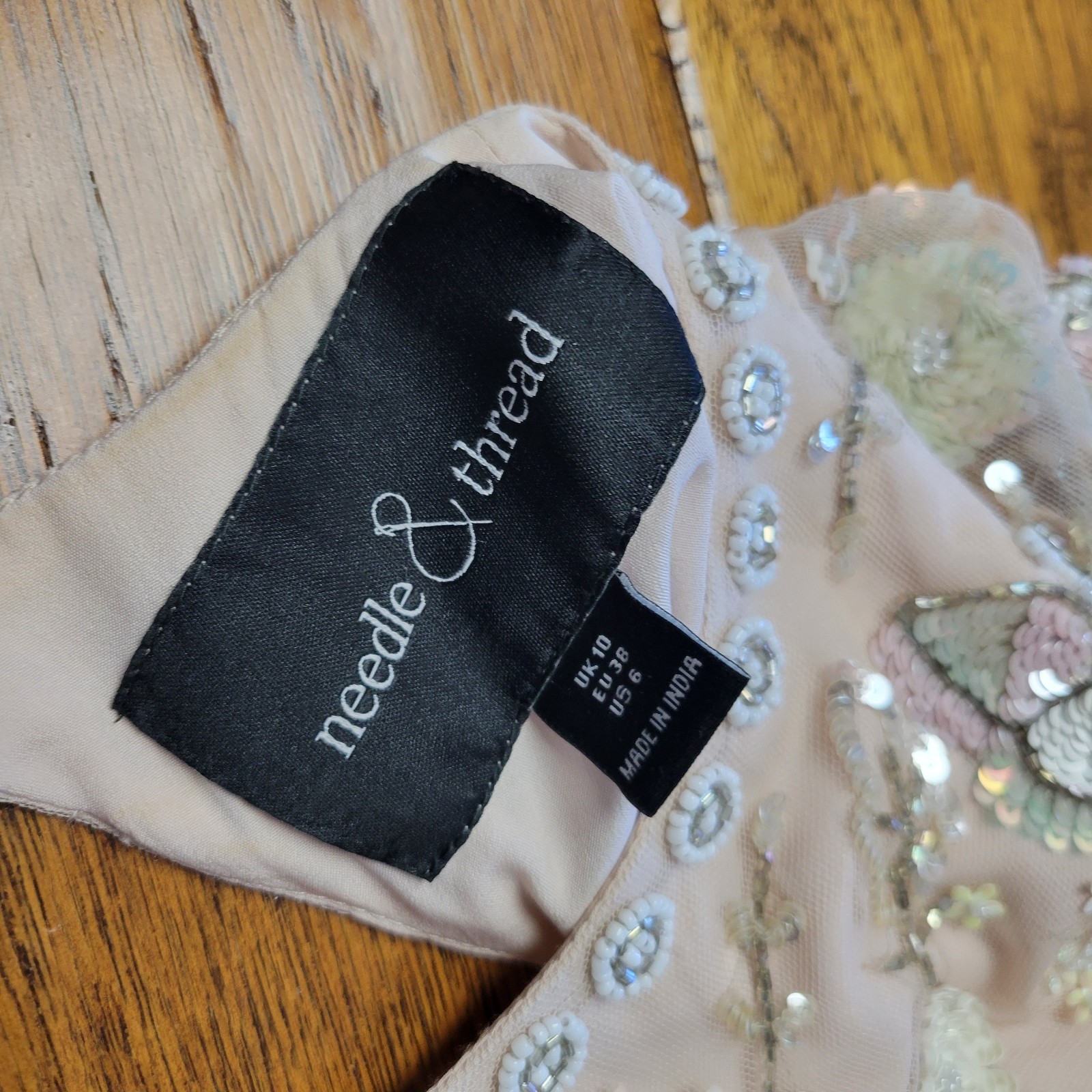 Needle & Thread Butterfly Gown Backless Tulle Embellished Dress Size 6 Pink