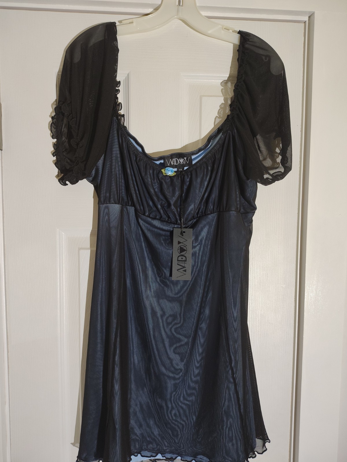 Dolls Kill Current Mood Sheer Mesh Overlay Babydoll Mini Dress Size 2X Gothic
