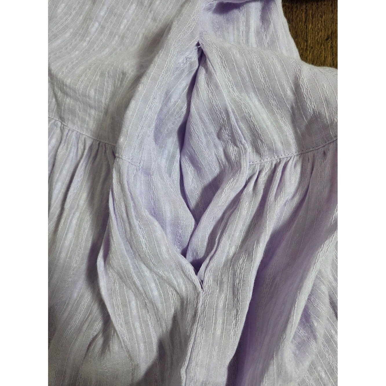 Easel Lavender Gauze Peasant Bohemian Mini Dress / Tunic Top with Tie Neck