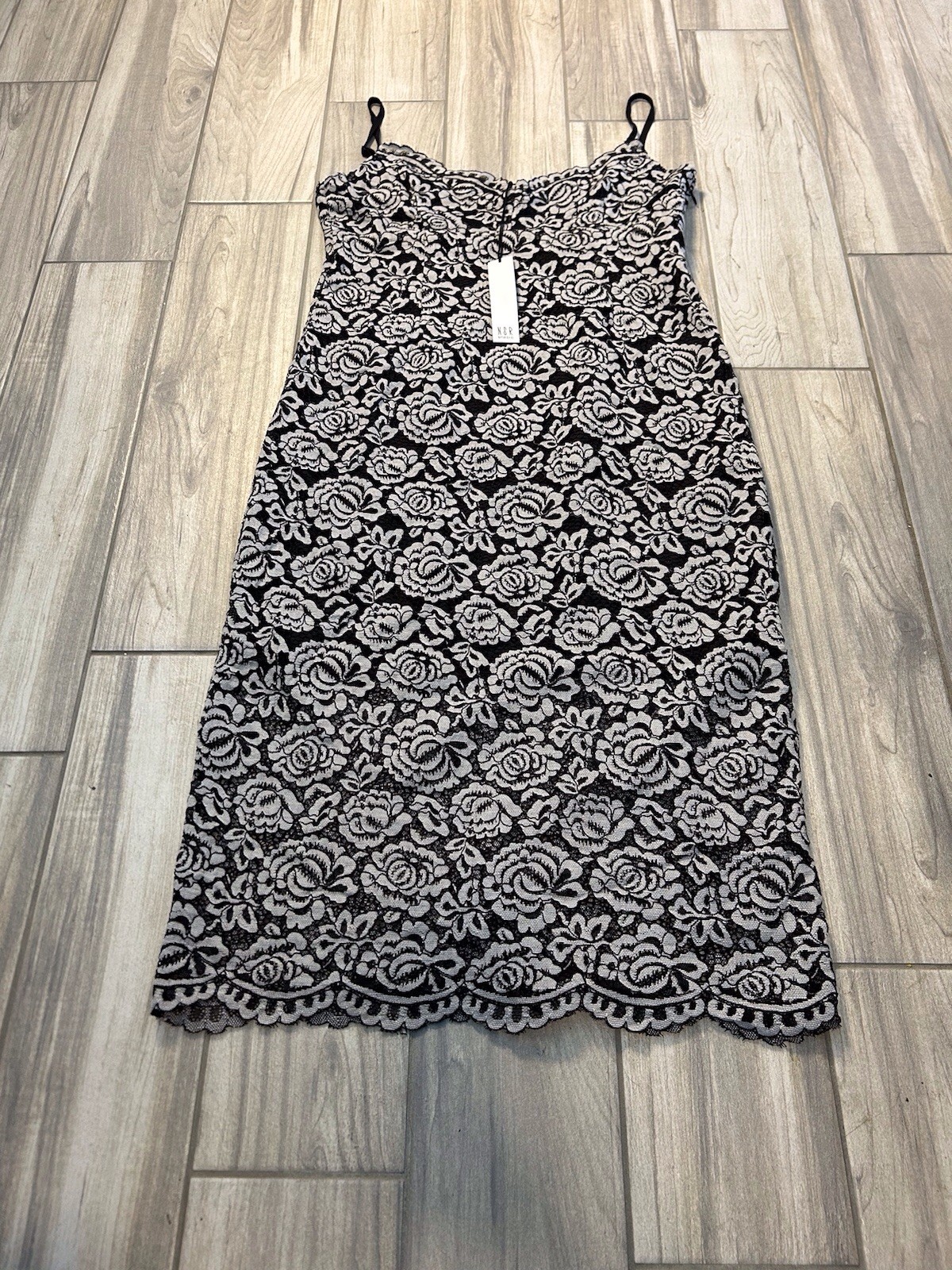 NWT Black White Lace Slip Dress Floral Overlay Sz 1X Boho Fairy Grunge Feminine