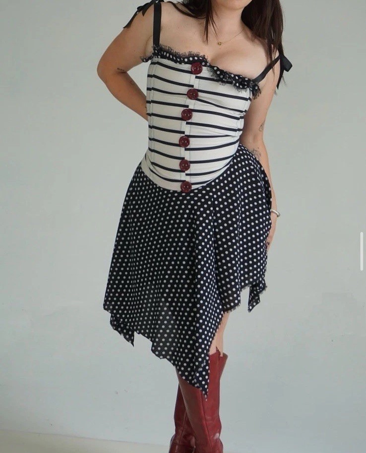 Eternally Curious Charlottes Web Polka Dot Corset Dress Women’s Size Medium M