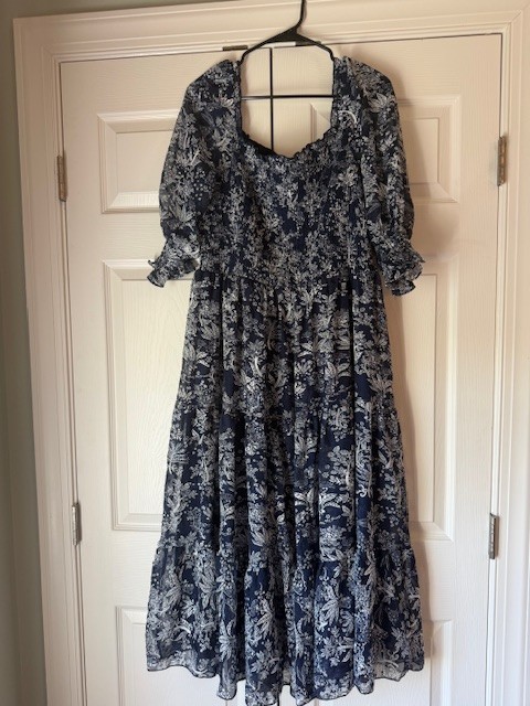 Baltic Born Fabian Jacquard Midi Dress 1XL 1X Indigo Blue Forest Animals Smocked