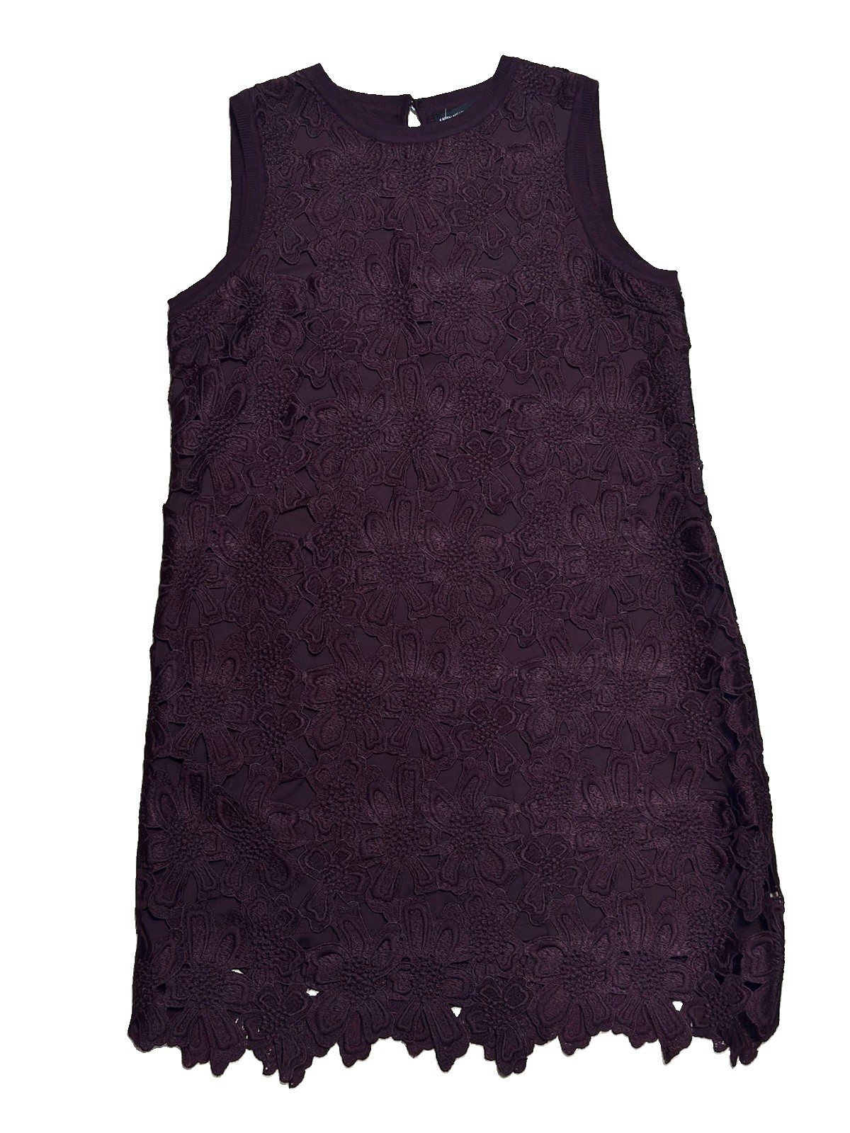 Karen Millen Plum Floral Lace Shift Dress, Size M (UK 12), Elegant Sleeveless