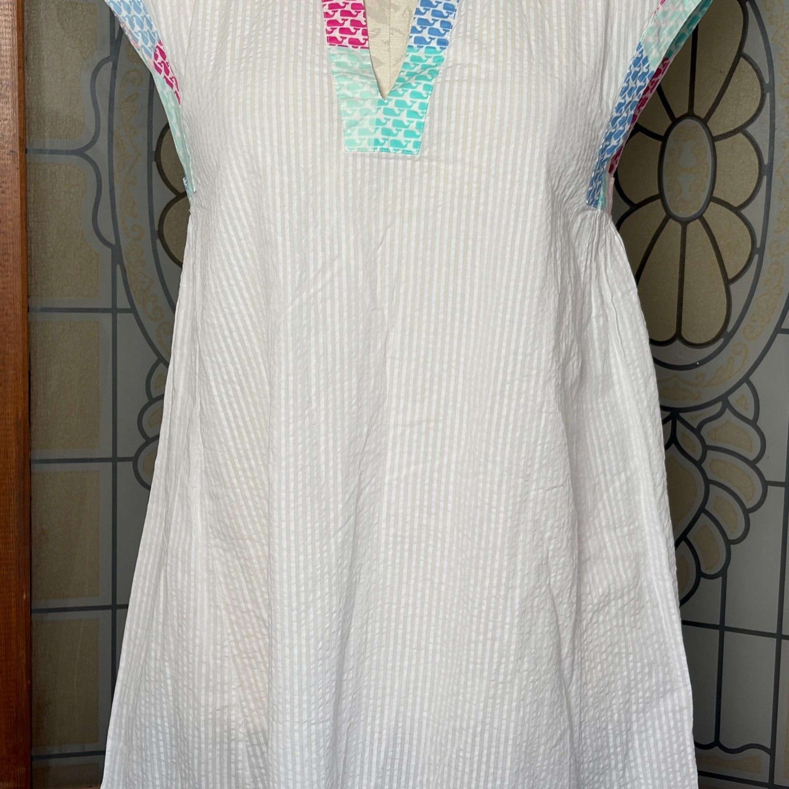 Vineyard Vines For Target NWT Seersucker Dress Colored Collar Oversized Size XS