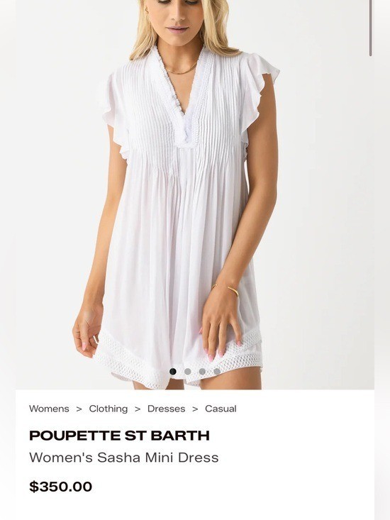 Poupette St Barth Sasha Mini Dress White $350. Excellent Resort Collection XS