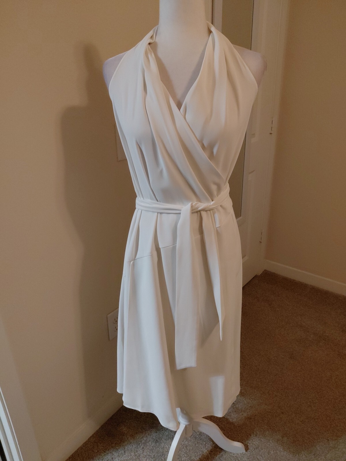 Reiss Piper Halter Neck Wrap Dress White US 4 EUC #300