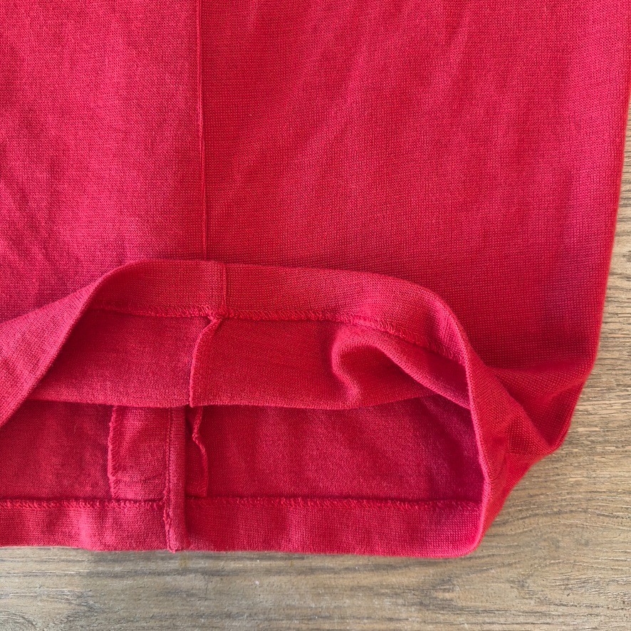 VTG Adele Joyce Wool Blend Fitted Knit Button Up Dress-Red W/ Gold Buttons-Sz M