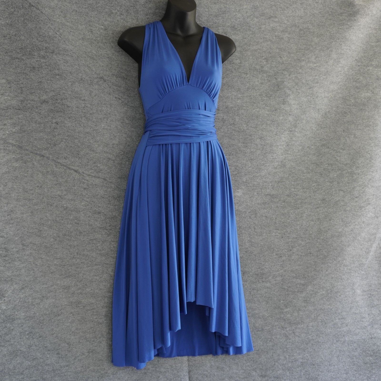 Georgiou Studio Vintage Y2K Infinity Dress Multiway Convertible Blue High Low SM