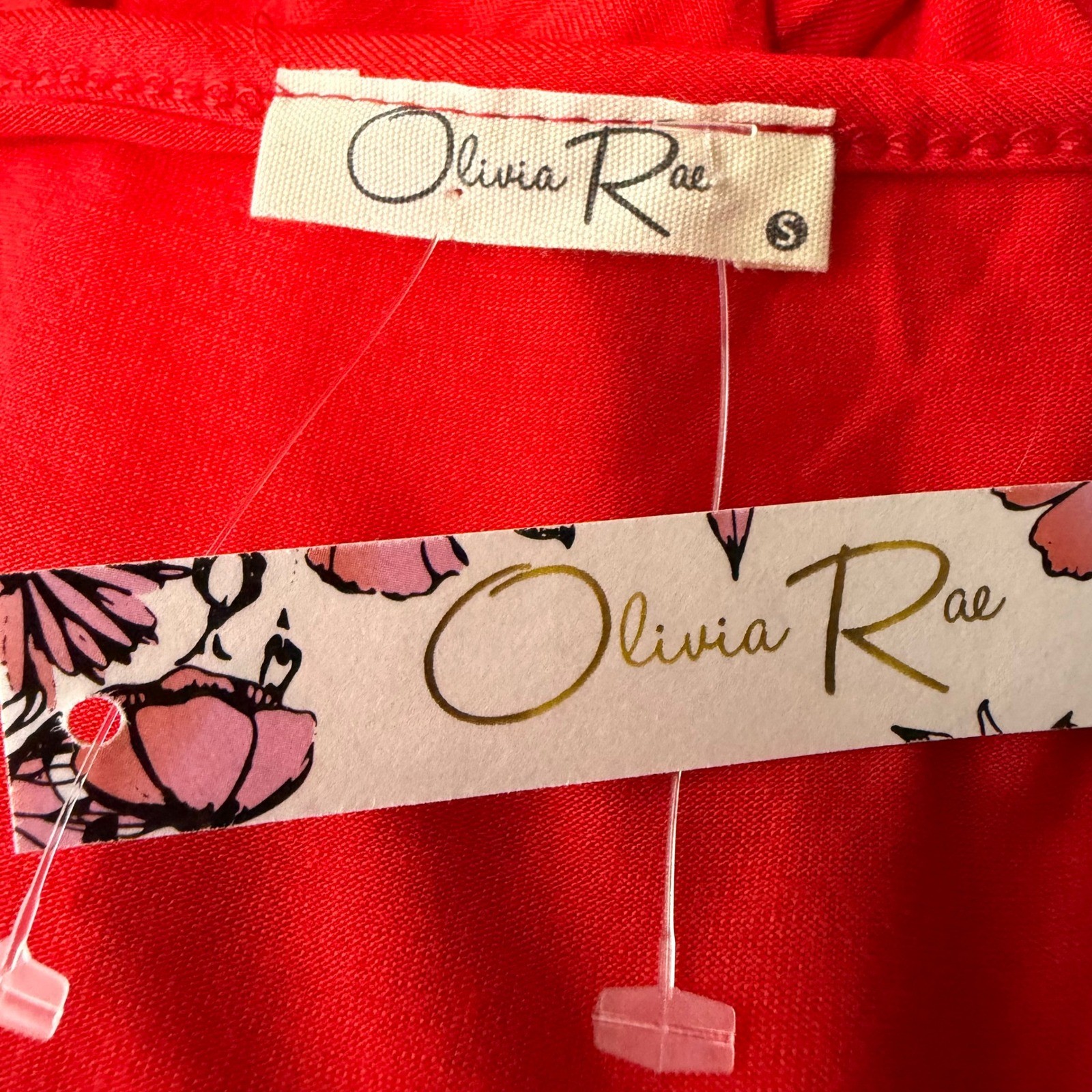 Olivia Rae Red Scoop Neck Midi Dress Sleeveless Fit Flare Pockets Size S NWT