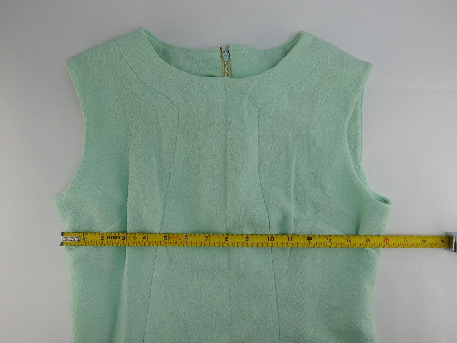 Vintage Mint Green Textured Handmade Look Shift Dress Sleeveless Mod MCM Sz M L