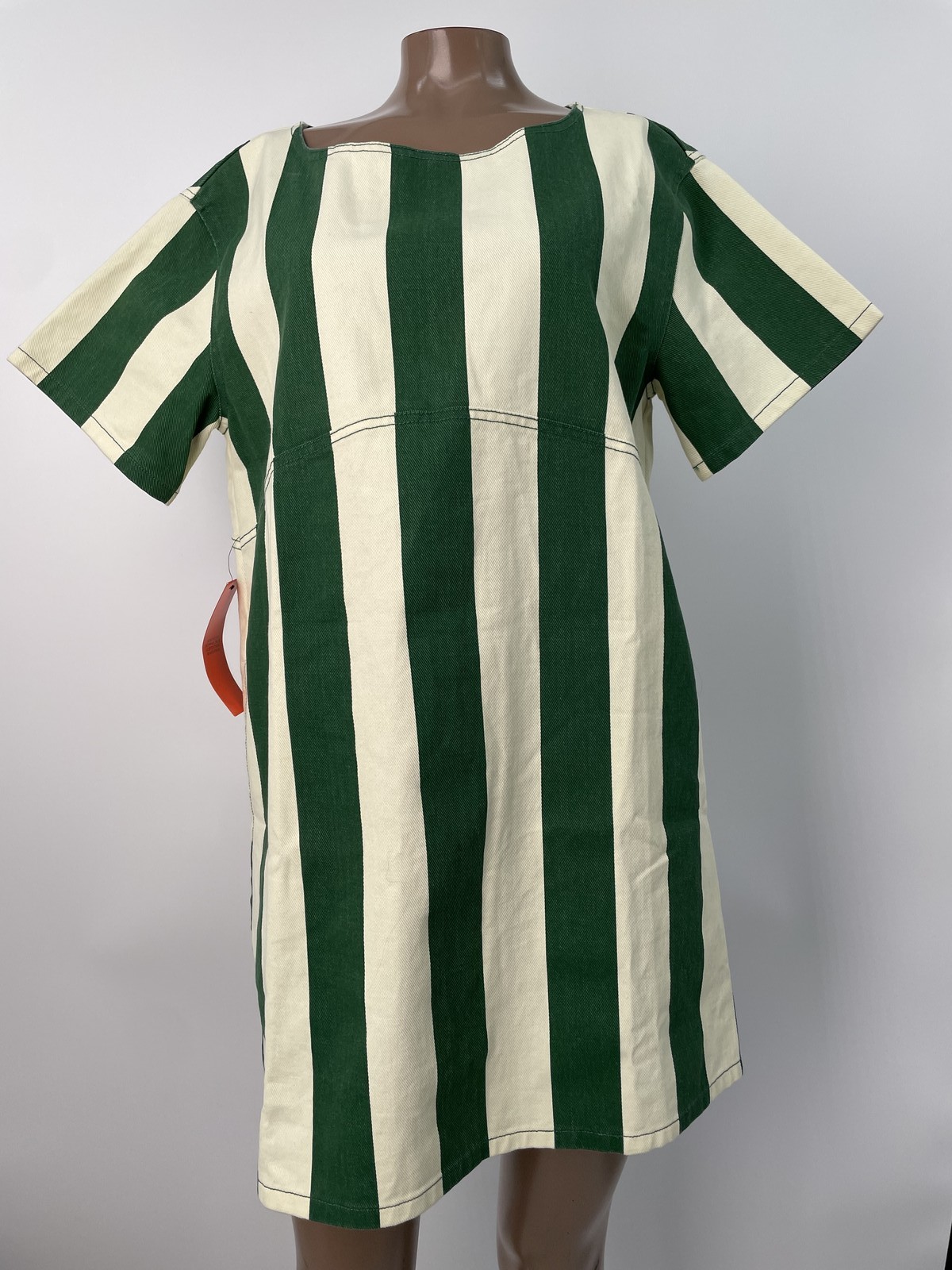 Simon Miller Womens Shirt Dress Green/Ecru Size M Sahara Short Sleeve Cotton