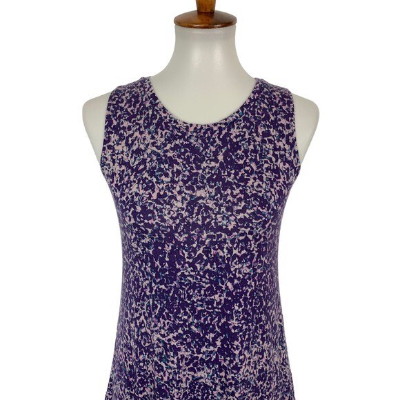 Logo Layers Purple Sleeveless Ruffle Hem Floral Print Mini Dress XS Boho Chic