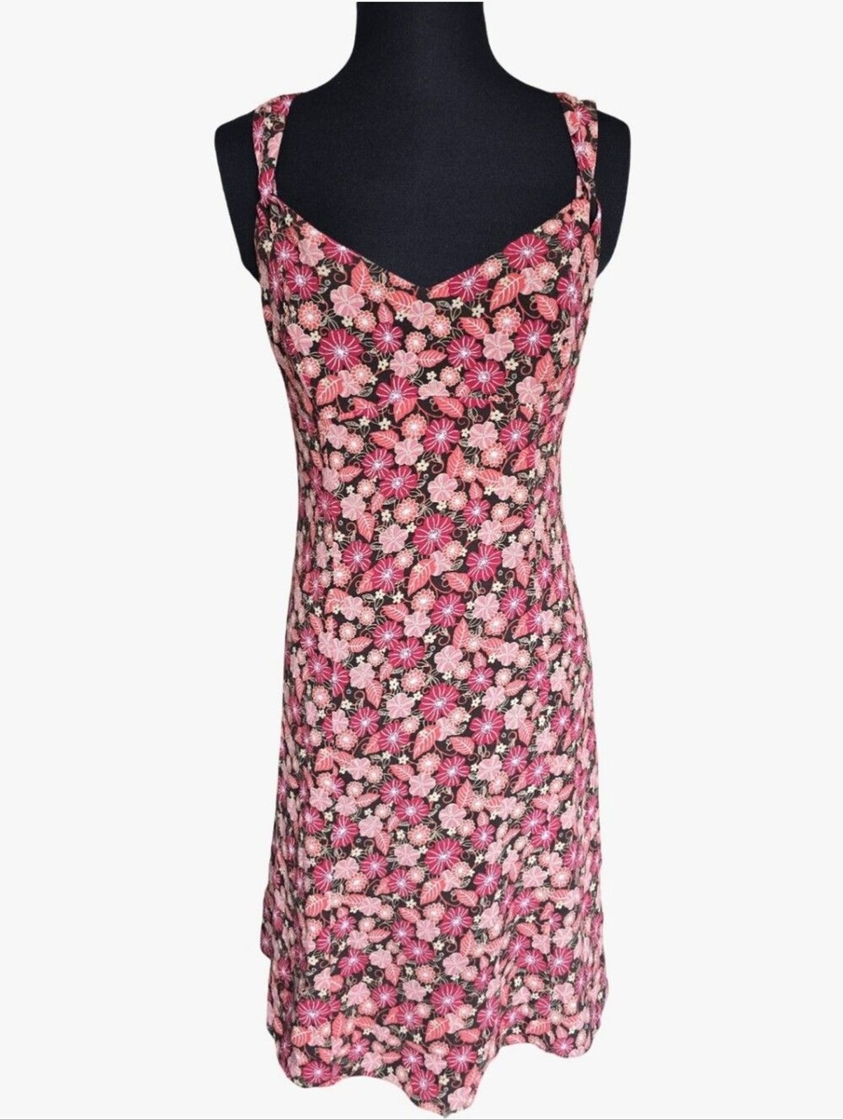 LOFT Vintage Pink & Brown Floral Midi Slip Dress Size 6 Casual Cocktail Wedding