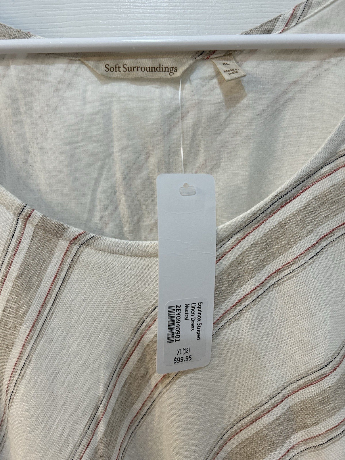 NWT Soft Surroundings Equinox Striped Linen Infused Dress XL Lagenlook Boho