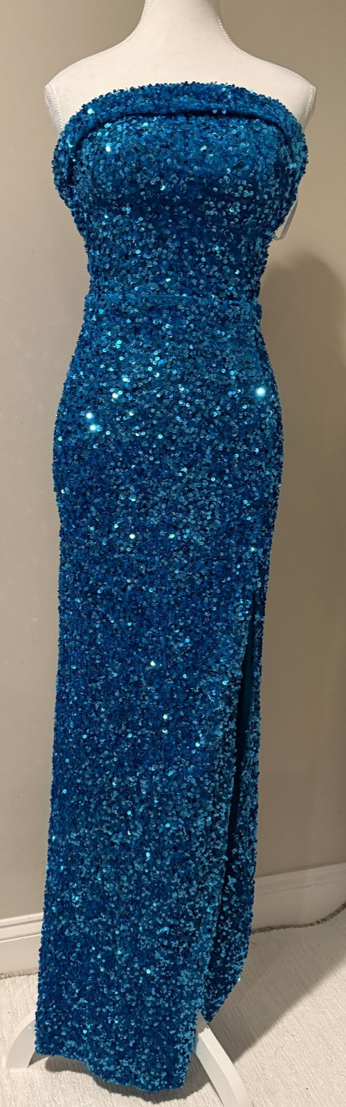 B SMART Womens Full Sequin Blue Occasion Formal Evening Dress – Sz Small