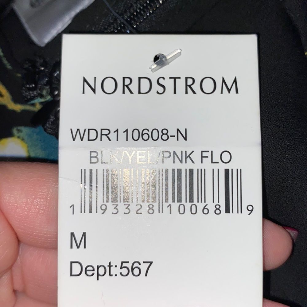 NWT Socialite dress from Nordstrom, black/yellow floral with spaghetti straps
