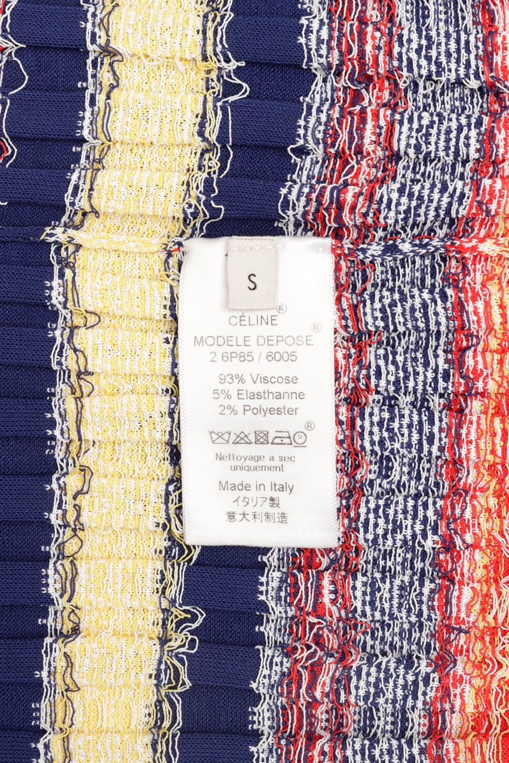 CELINE PHOEBE PHILO 2015 STRIPE KNIT STRETCH DRESS MULTI COLOUR RIBBED VISCOSE