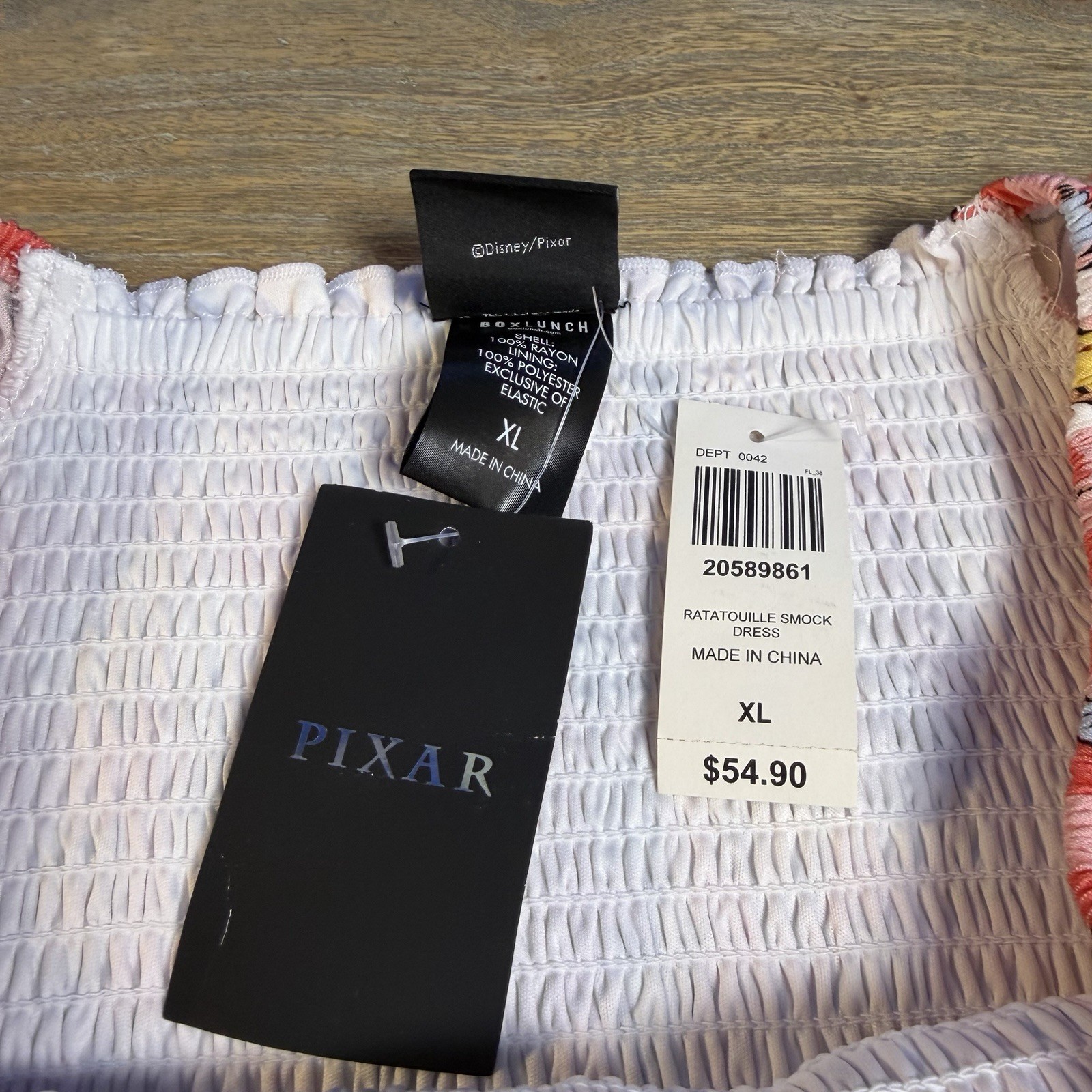 Pixar Ratatouille Remy Gingham Smocked Off-Shoulder Midi Dress Women’s XL