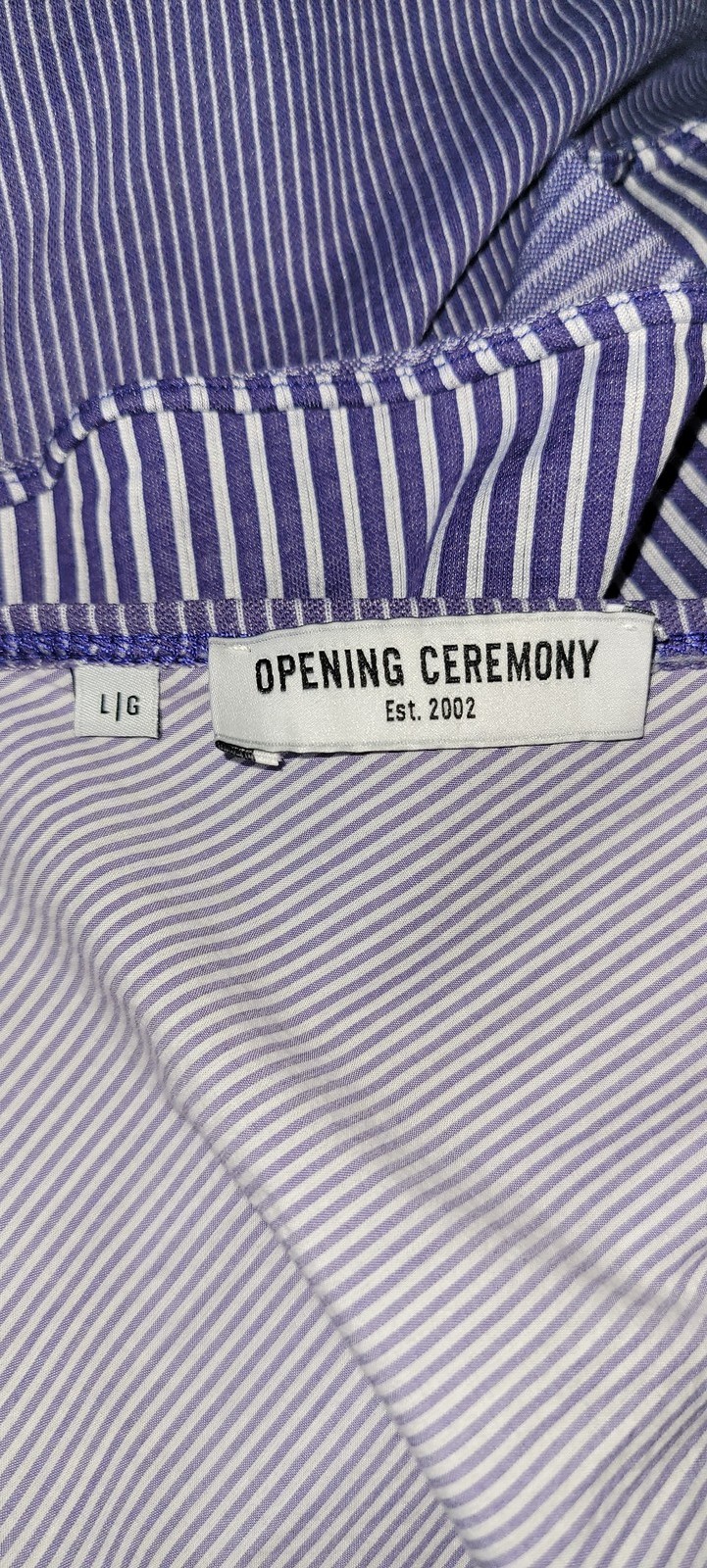 Opening Ceremony Women’s Tunic Top L Blue White Striped Nautical Coastal