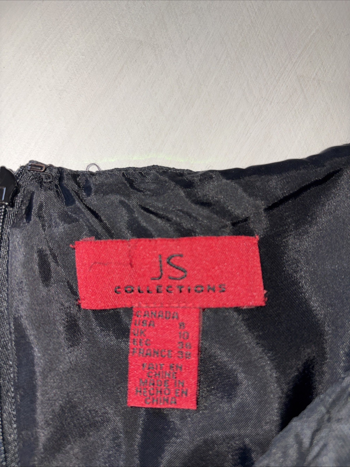 JS Collections Women’s Black Sleeveless Ruffles Party Cocktail Mini Dress Size 8