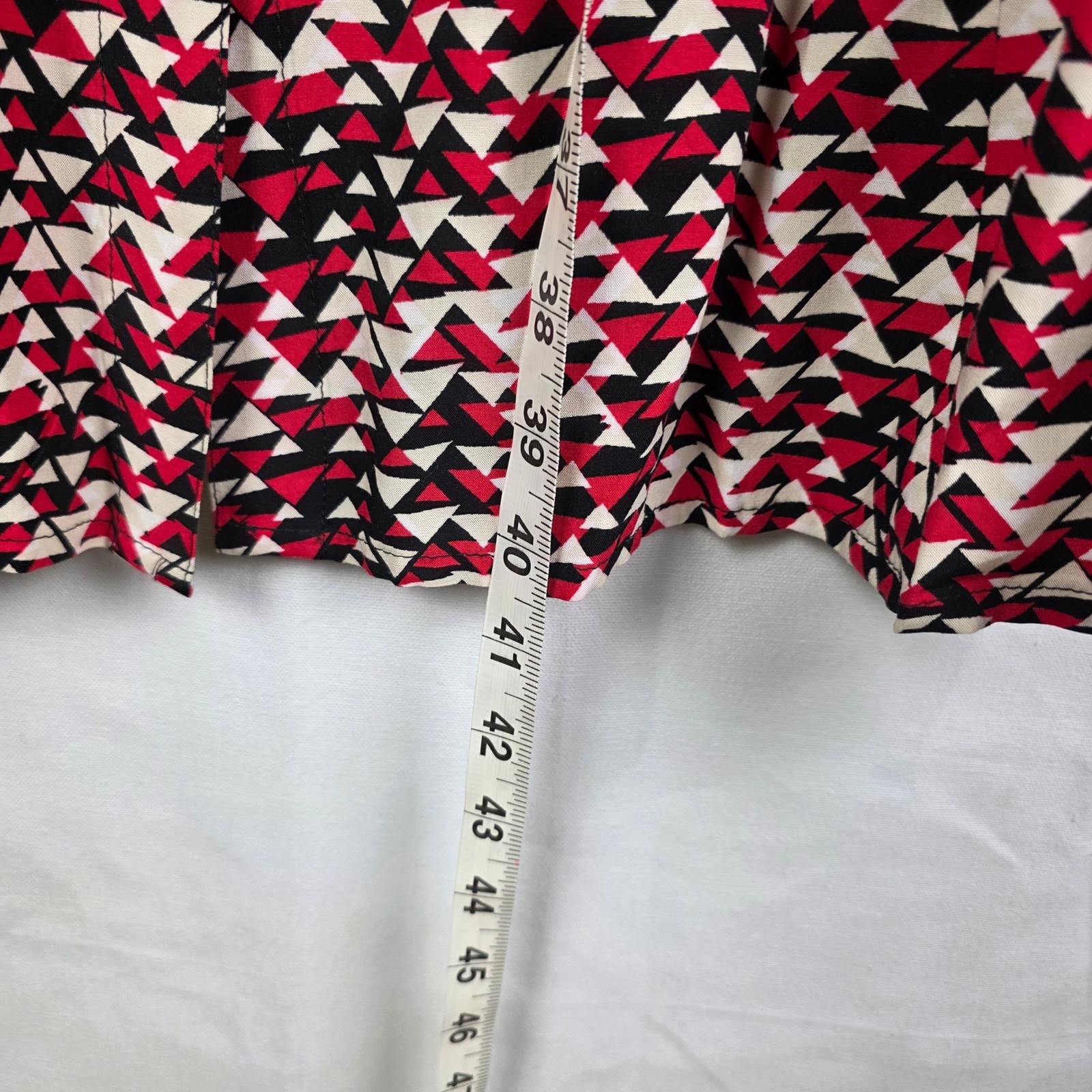 J. Jill Red Black Geometric Triangle Print Rayon Button Front Shirt Dress 10
