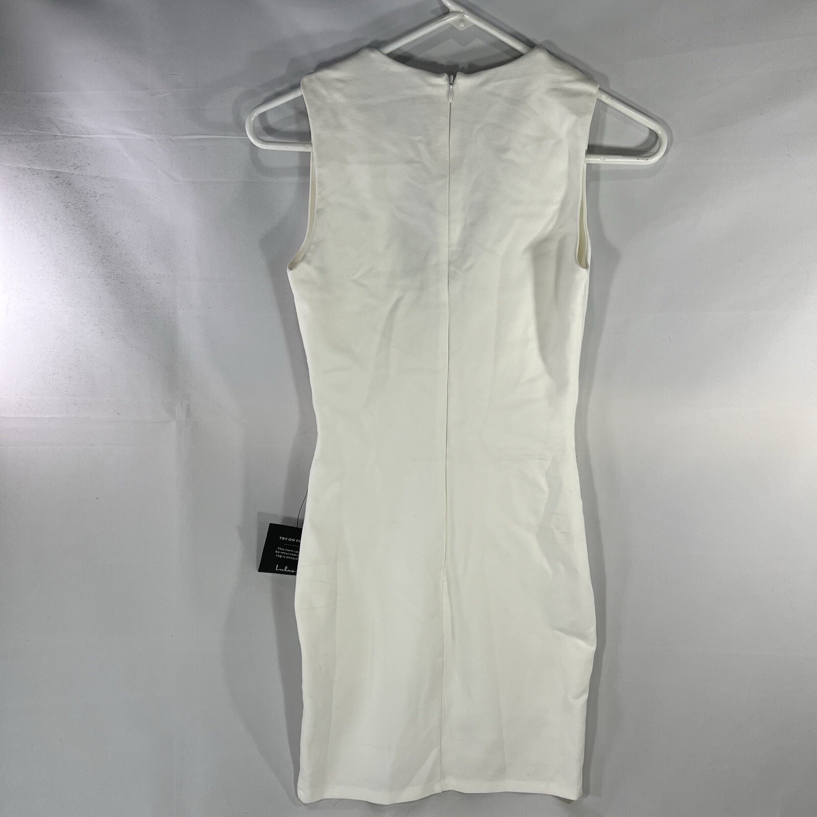 LULUS DRESS WOMENS XS WHITE RAYON NYLON SPANDEX BLEND NWT NEW WITH DISCOLORATION