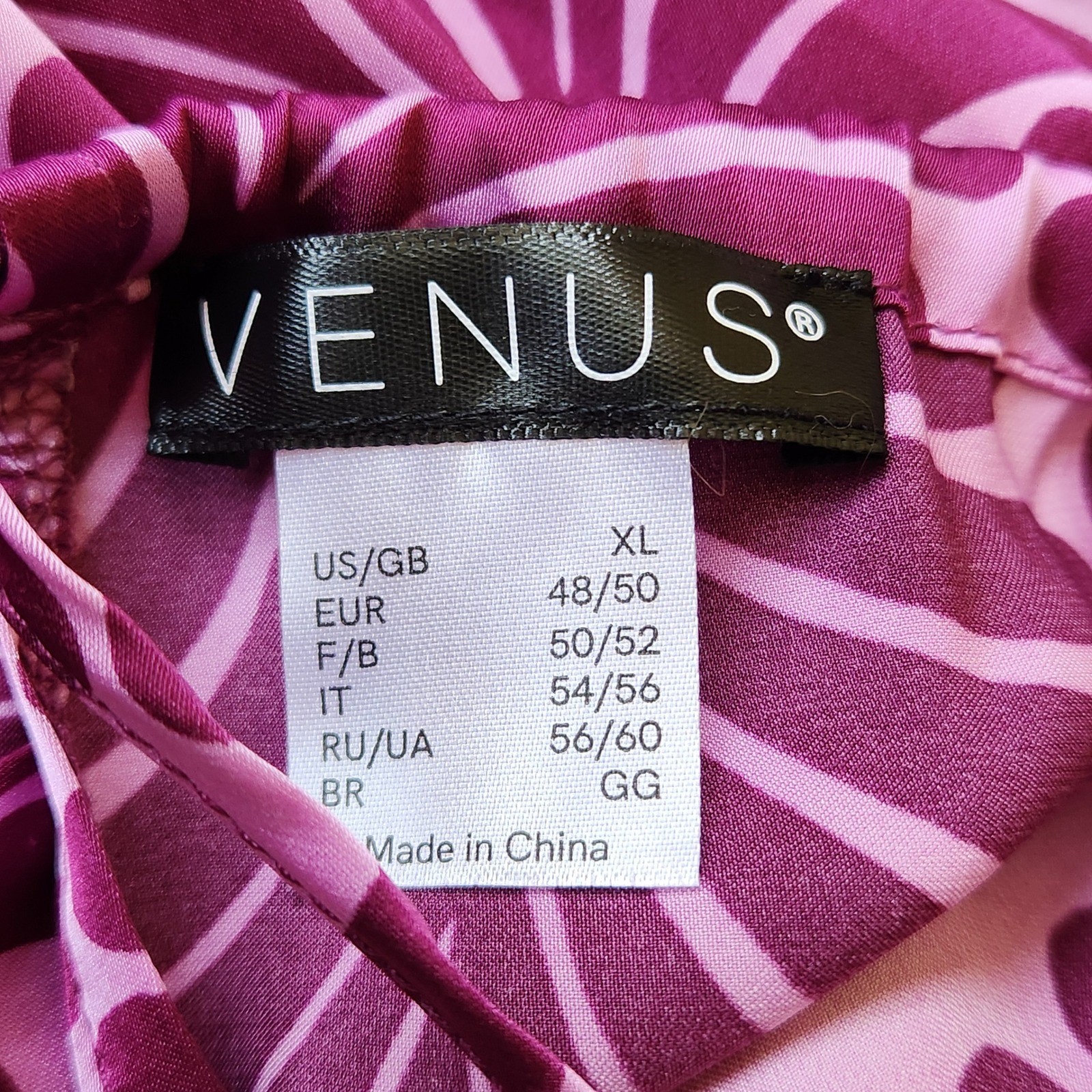 Venus Purple Pink Abstract Leaf Print Maxi Dress XL Sleeveless Tassels Tie Back