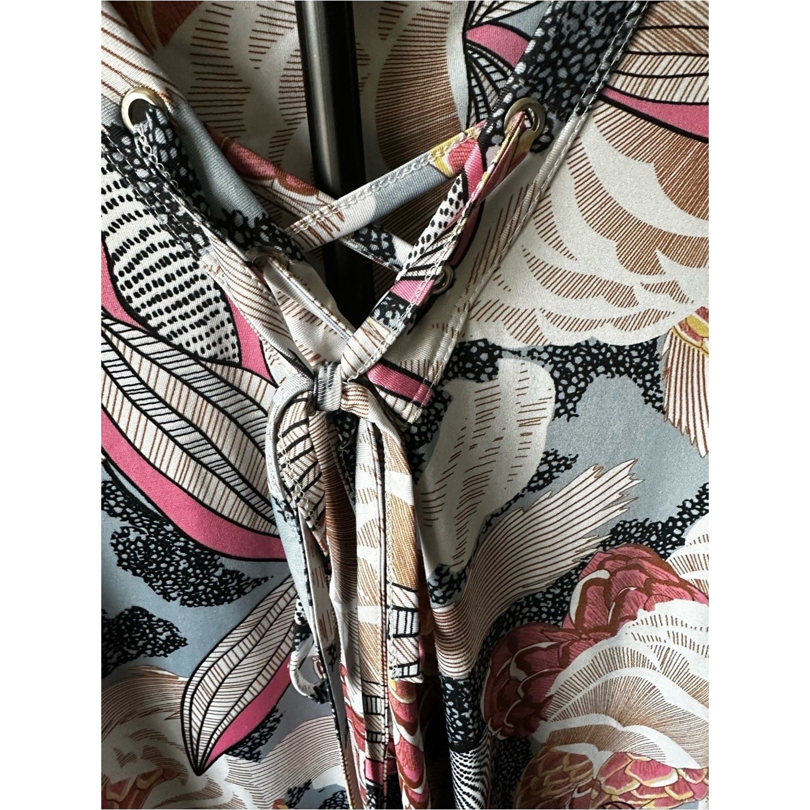 Tango Mango Sleeveless Keyhole Swing Dress Multicolored Floral Resort Size L