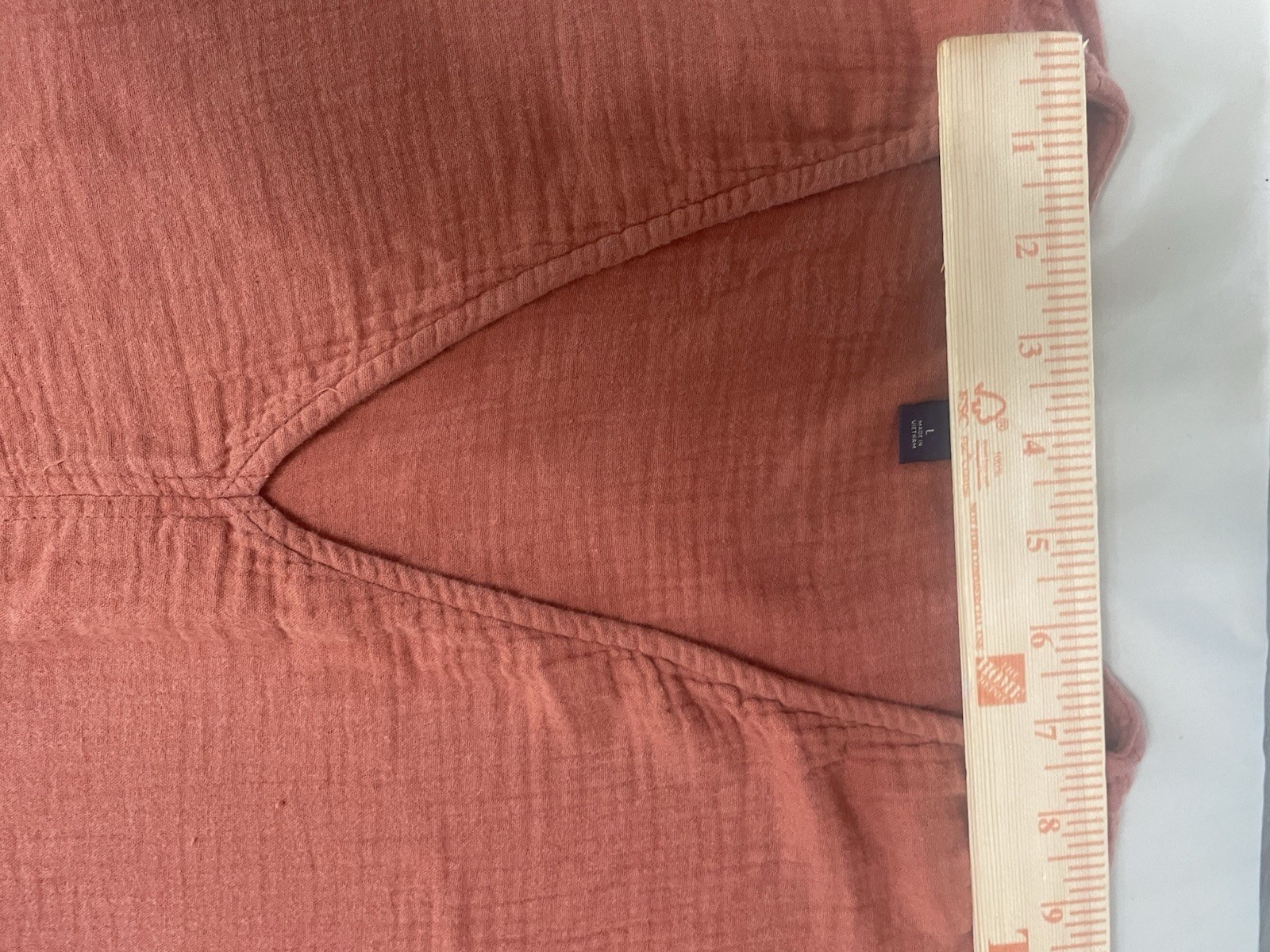 100% Cotton Universal Thread Rust Cotton Gauze Tiered V-Neck Balloon Sleeve L