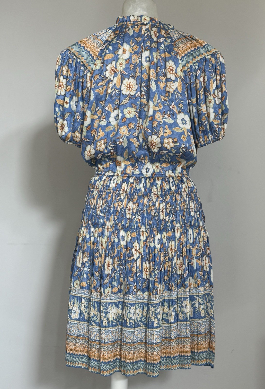 Current Air Womens Fit & Flare Dress Blue Floral Short Sleeve Size S