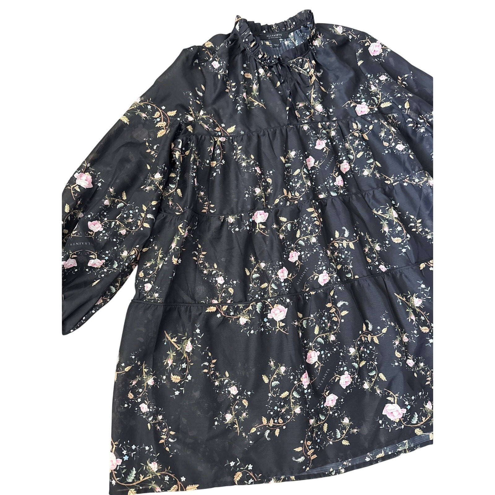 All Saints Mindy Oversized Oto Mini Dress Black Size 8