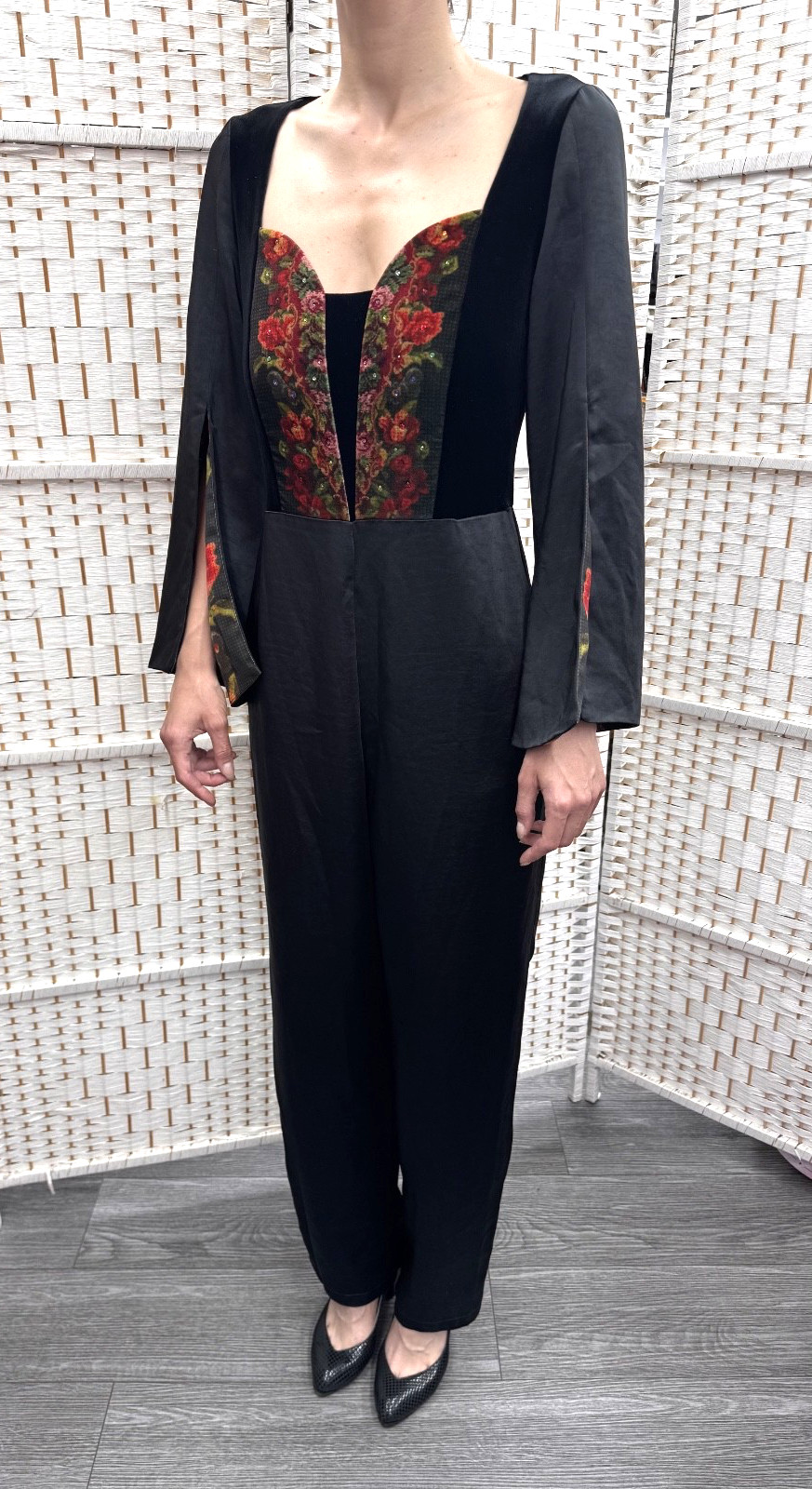 Michal Negrin Full Length Black Elegant Overalls Size -38 – Beautiful.