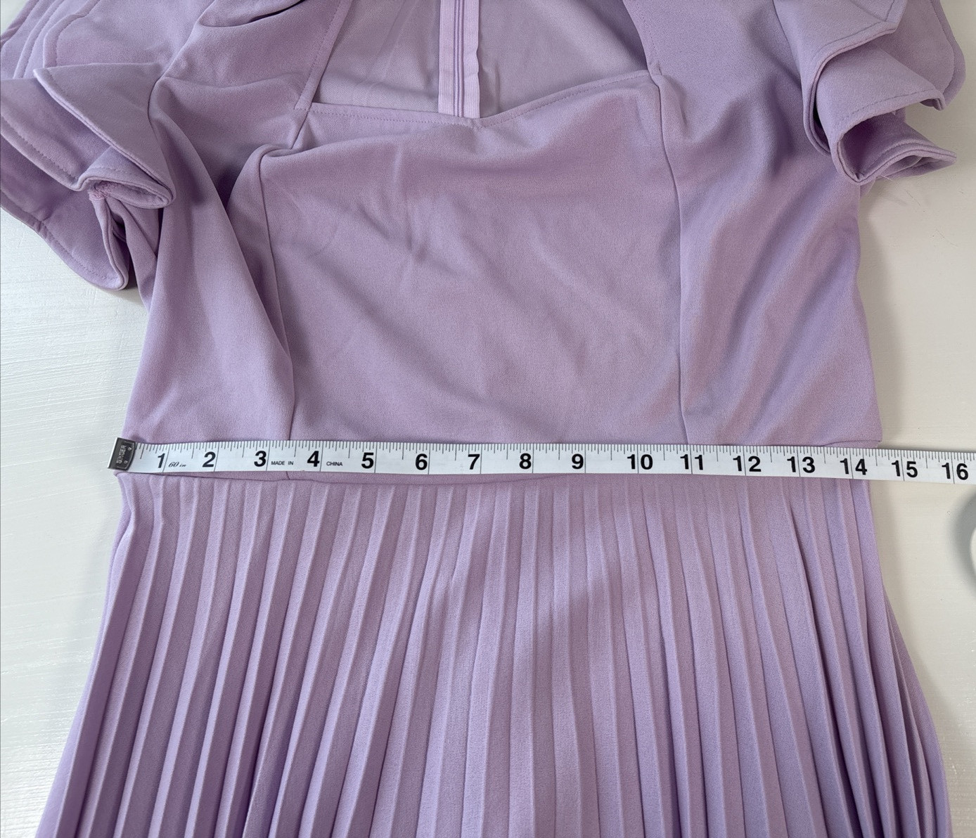 Aomei Womens Long Lilac Purple Flowy Ruffle Sleeve Dress Zip Back Size Large