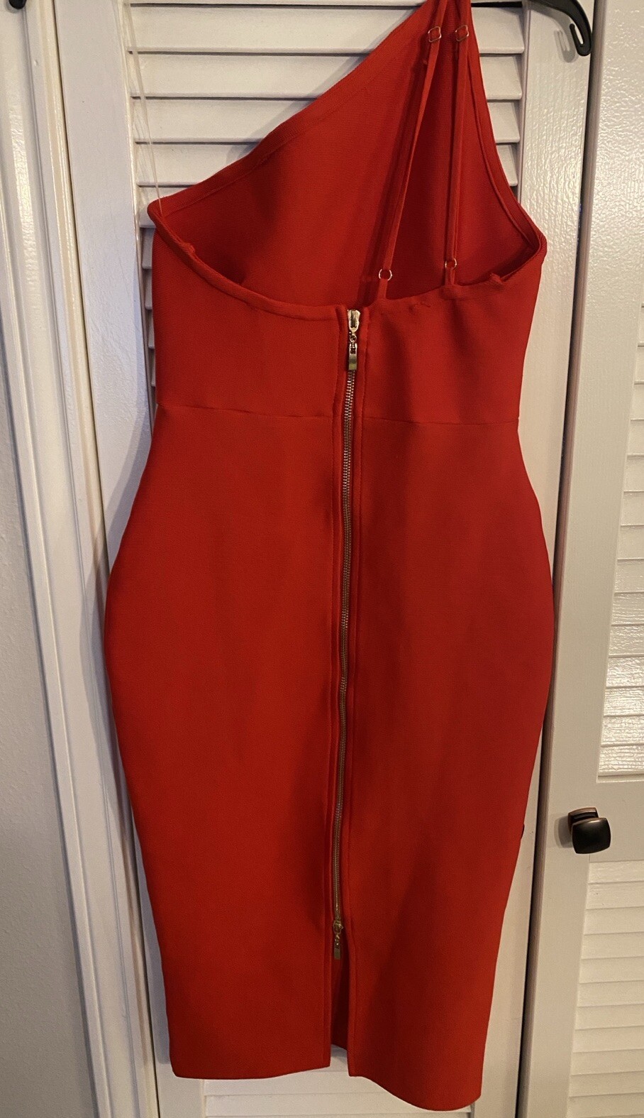SHEIN ADYCE Double Strappy One Shoulder Bodycon Dress RED Size M