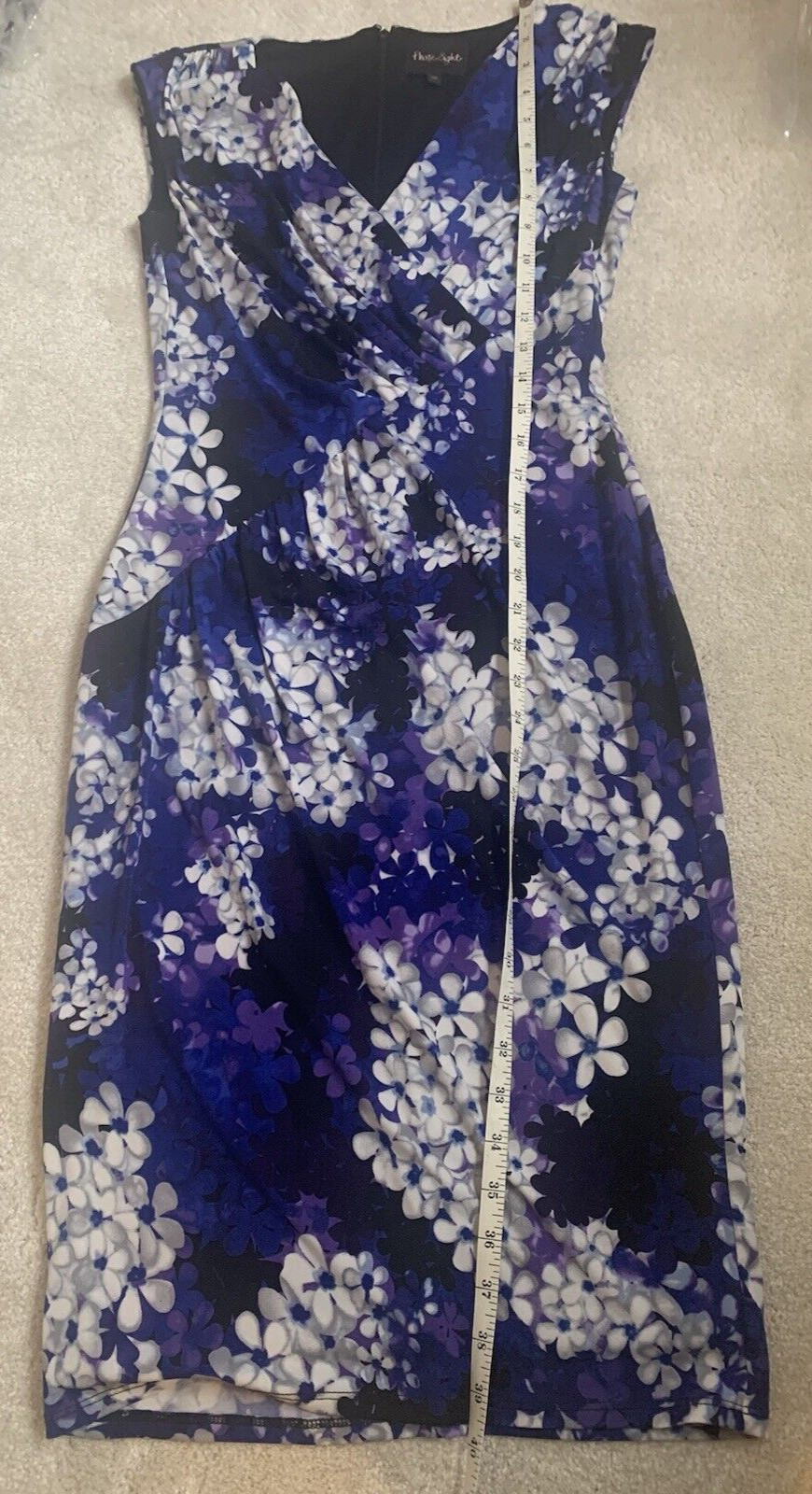 PHASE EIGHT ROYAL/PURPLE/BLACK WIGGLE DRESS SIZE 10 , LINED WEDDING VGC