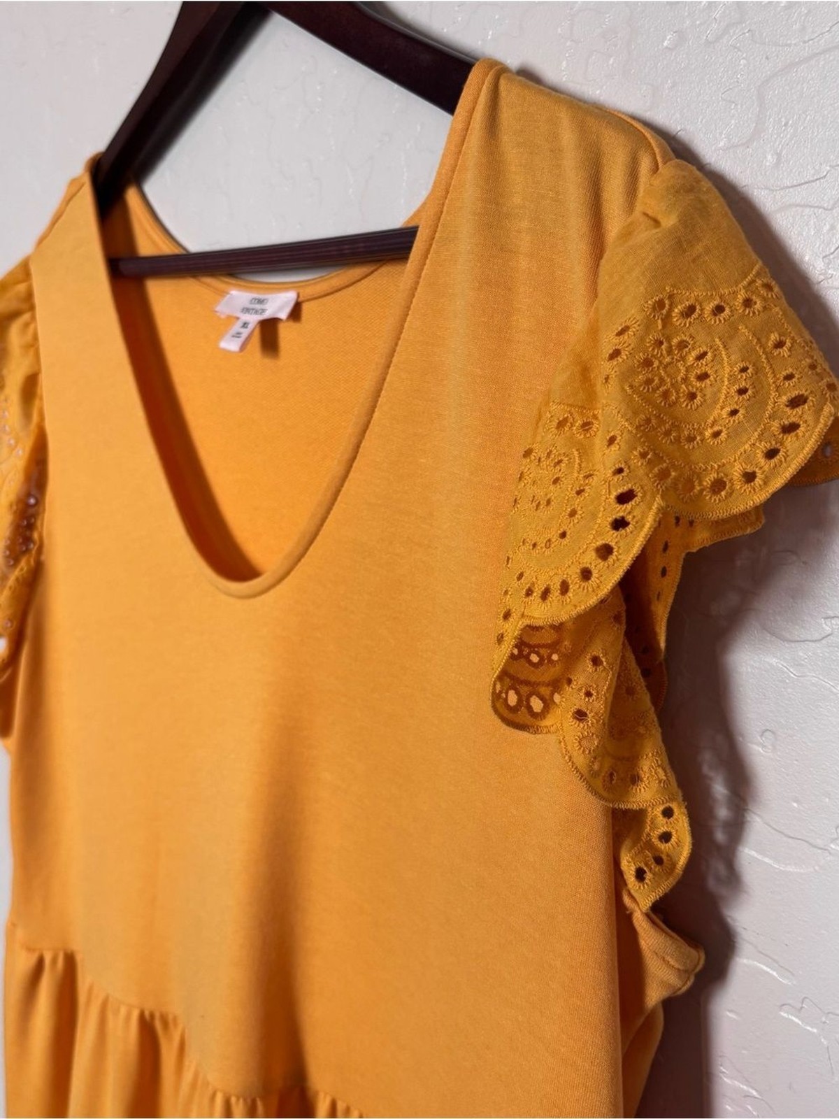 Como Vintage Mustard Tiered Ruffle Sleeve Dress Women’s XL