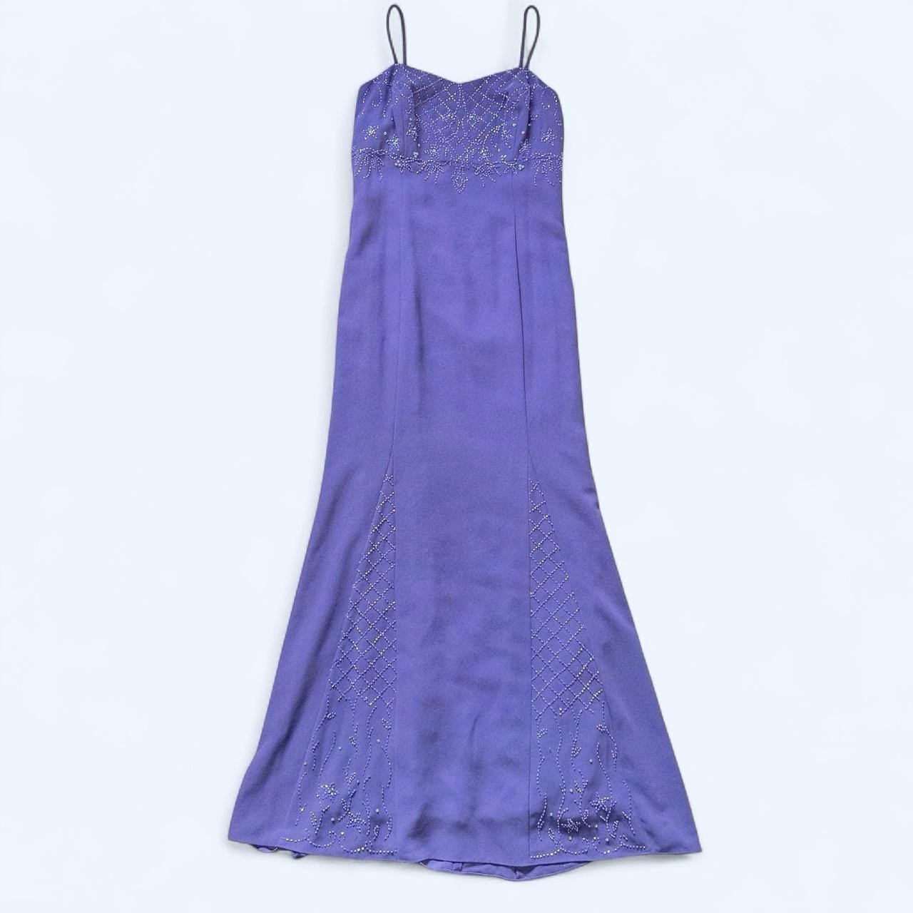 Karen Miller New York Vintage Purple Beaded Sequin Long Sweetheart Dress 6P