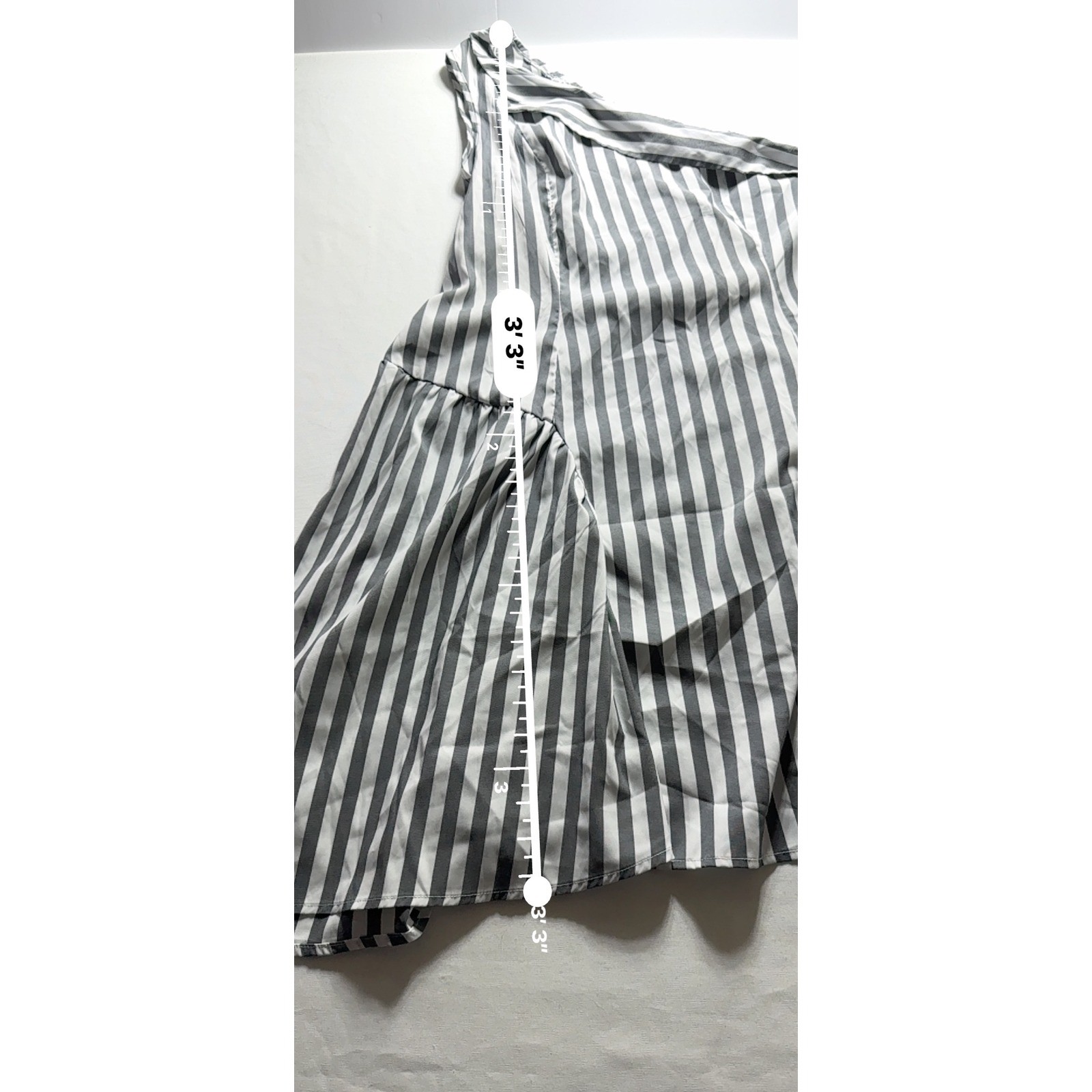 One Shoulder Stripe Mini Dress Womens 3XL Grey White Drop Waist Summer Chic