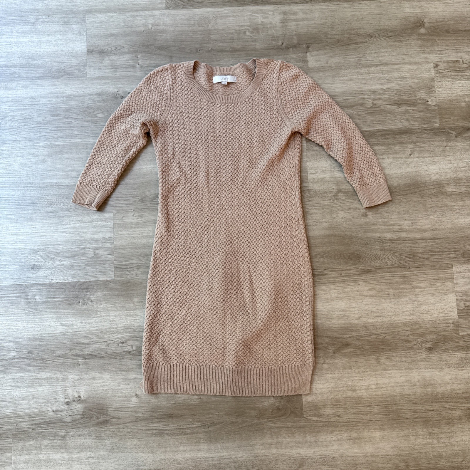 Ann Taylor LOFT Sweater Dress Petite Small Tan Camel Hair Blend