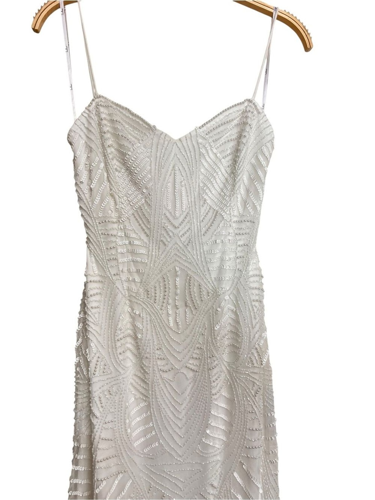 New Lulus Luxe Bridal Radiant Presence White Sequin Backless Maxi Wedding Dress